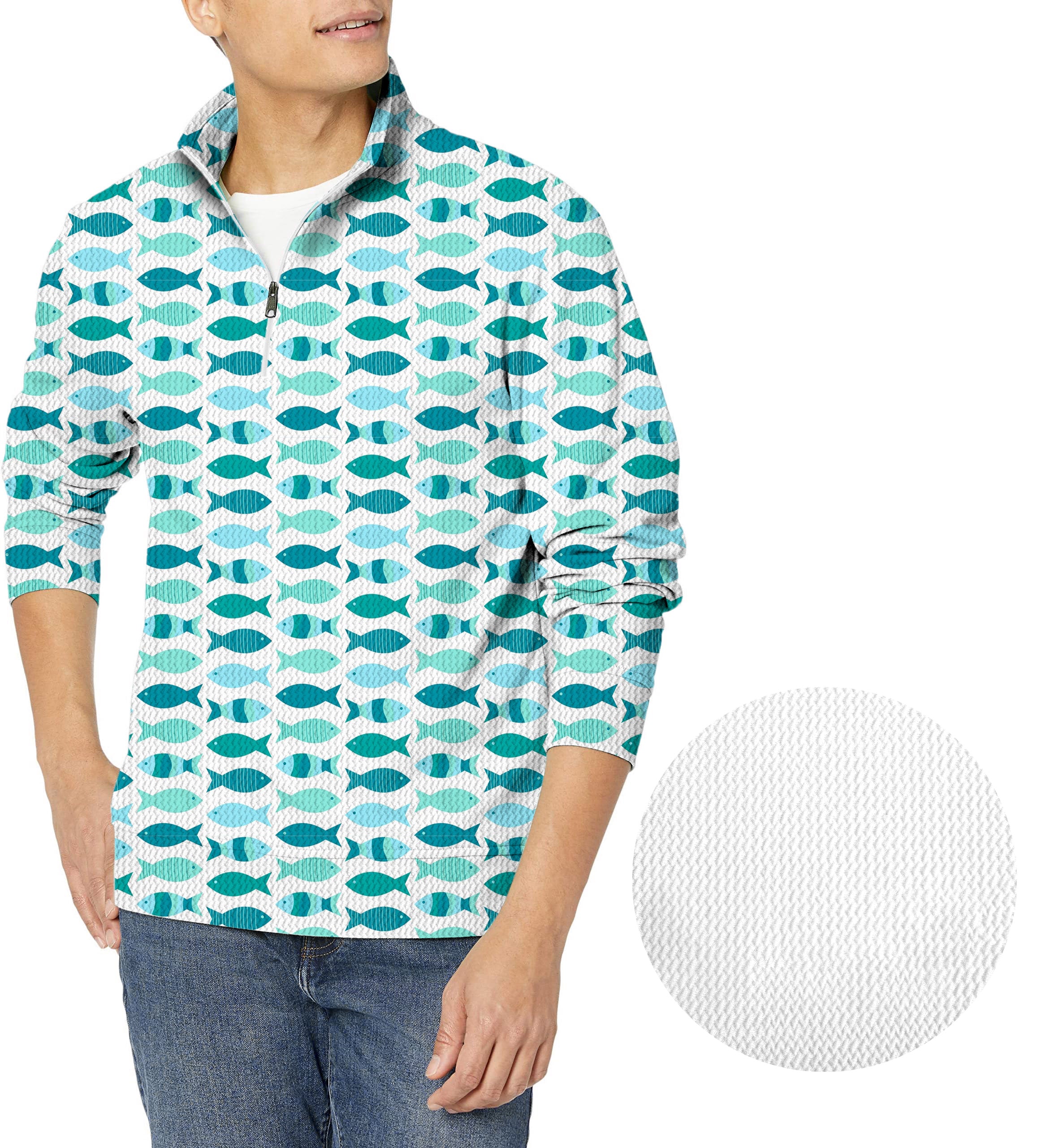 Fish Pond-Men's Golf Waffle Zipper Pullover
