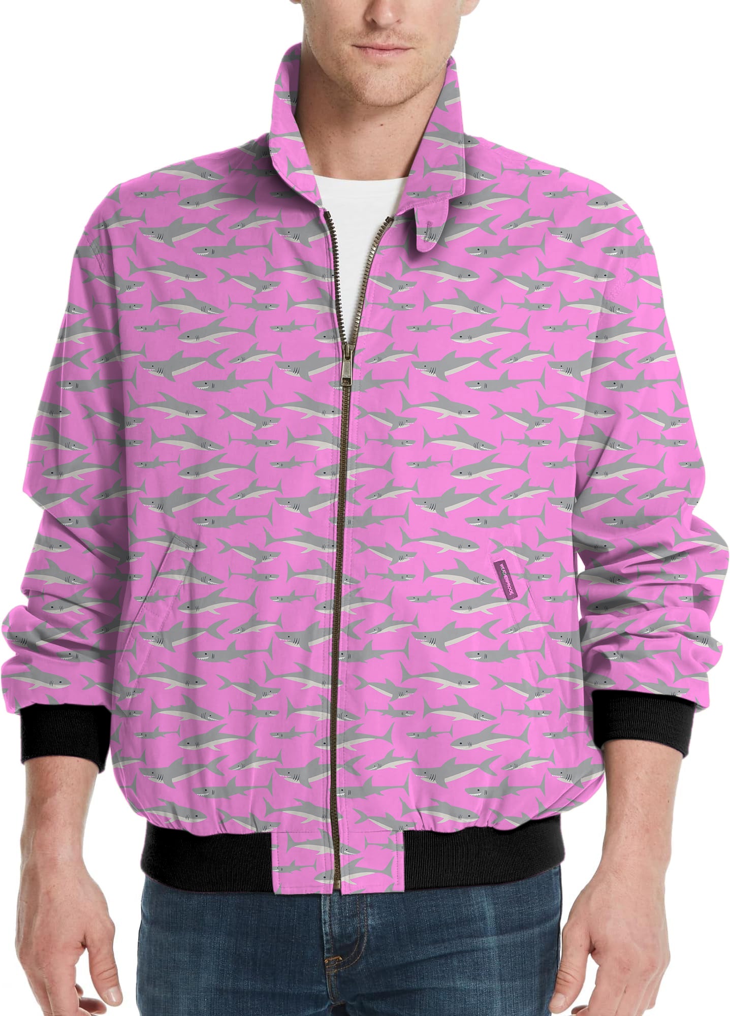 Pink Sharks-Men's Golf Windbreaker Light Jacket