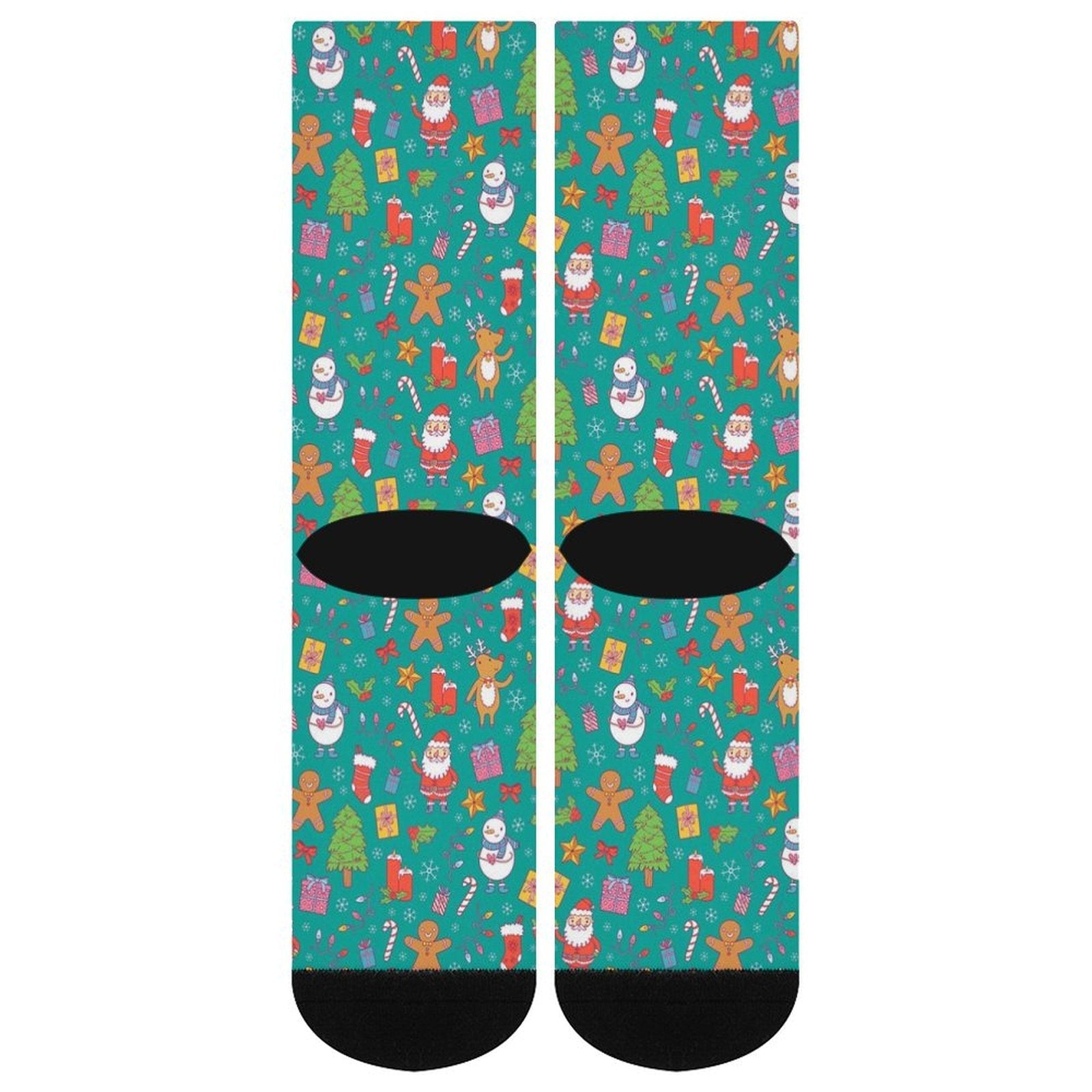 Merry Christmas printed crew socks with festive holiday design and cushioned sole for comfort gift idea