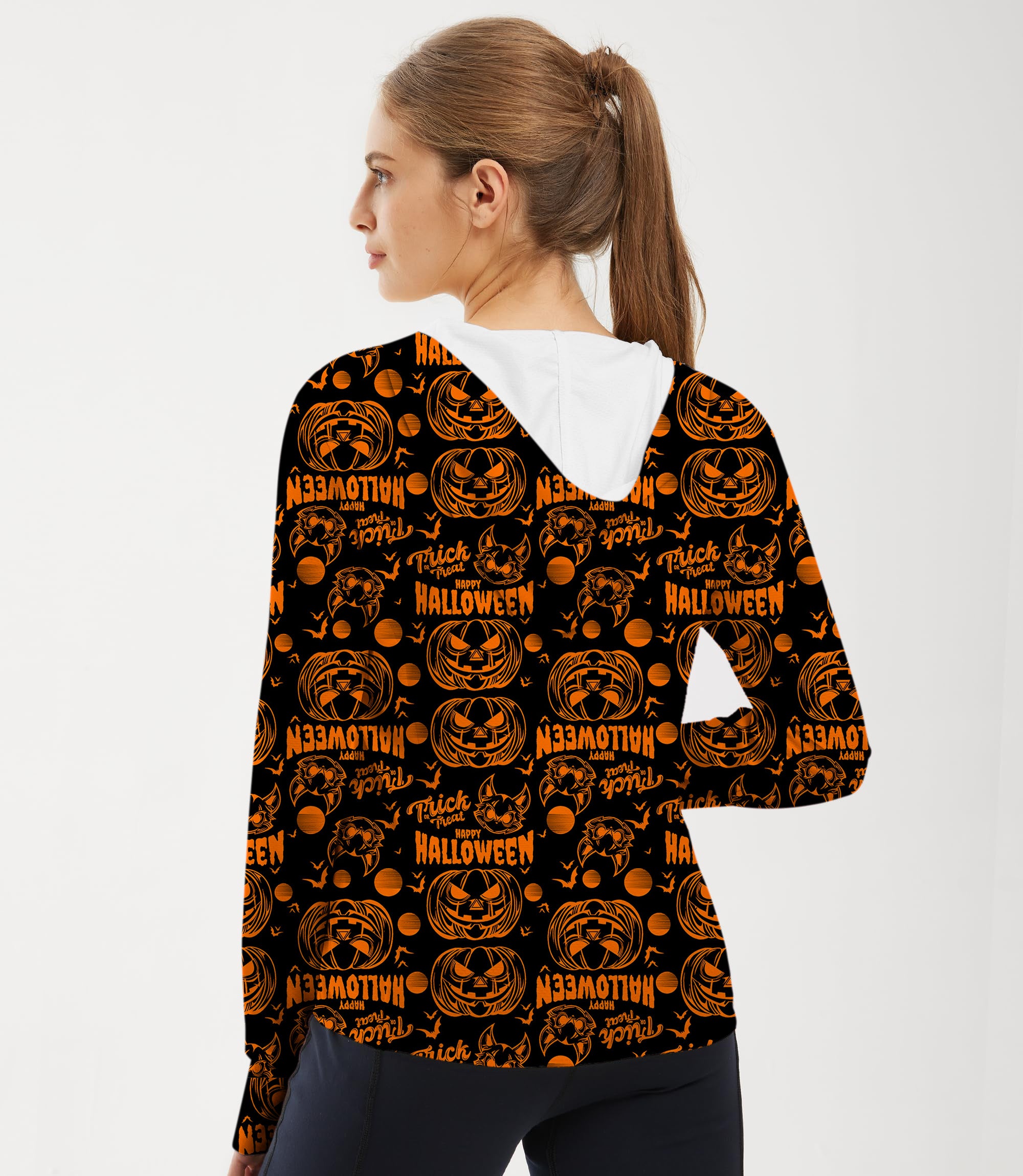 Women's Outdoor Happy Halloween Pumpkin Golf Sun Protection Slim Fit zip hoodies