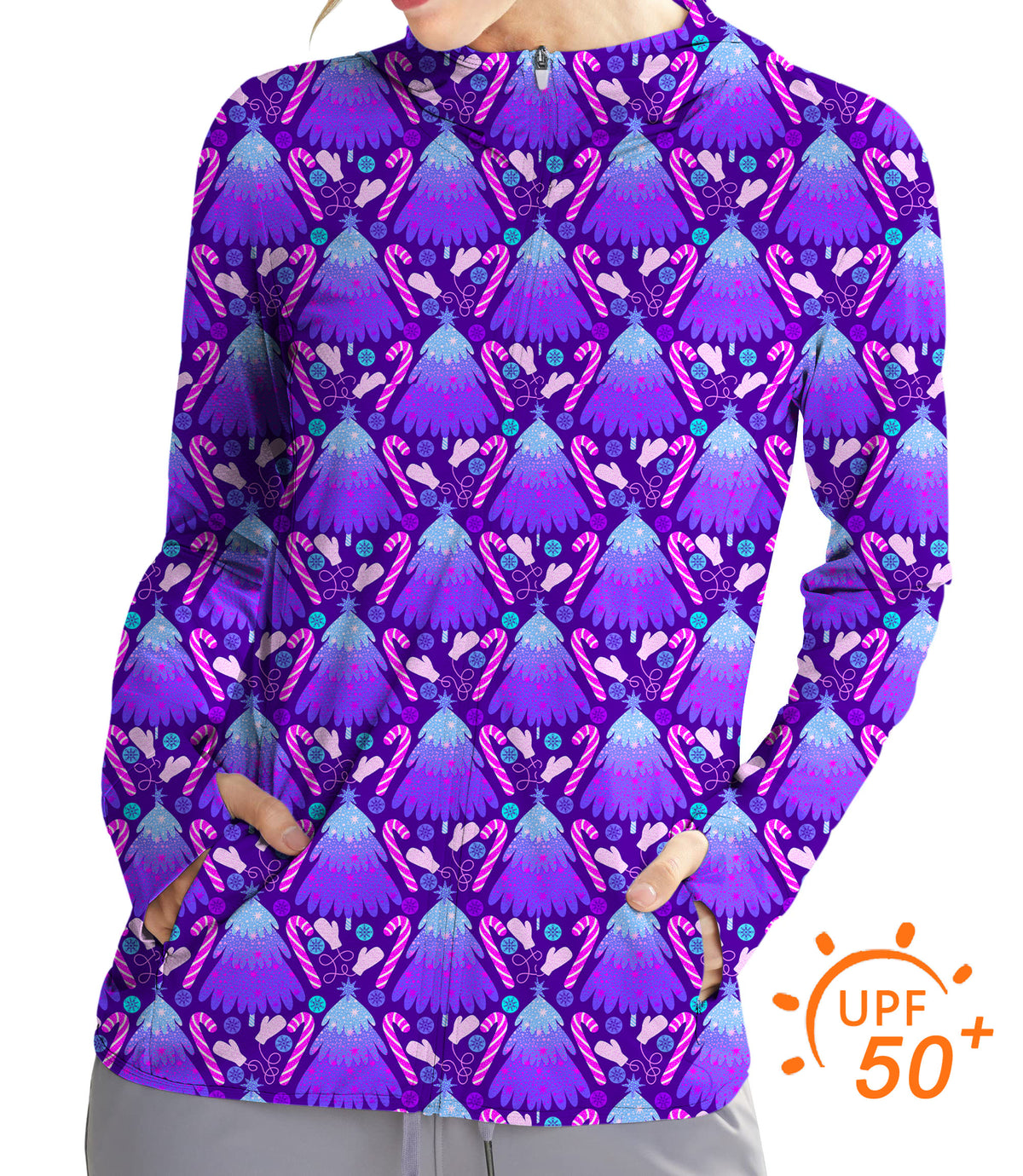 Women's Outdoor Magical Christmas Tree Golf Sun Protection Slim Fit zip hoodies