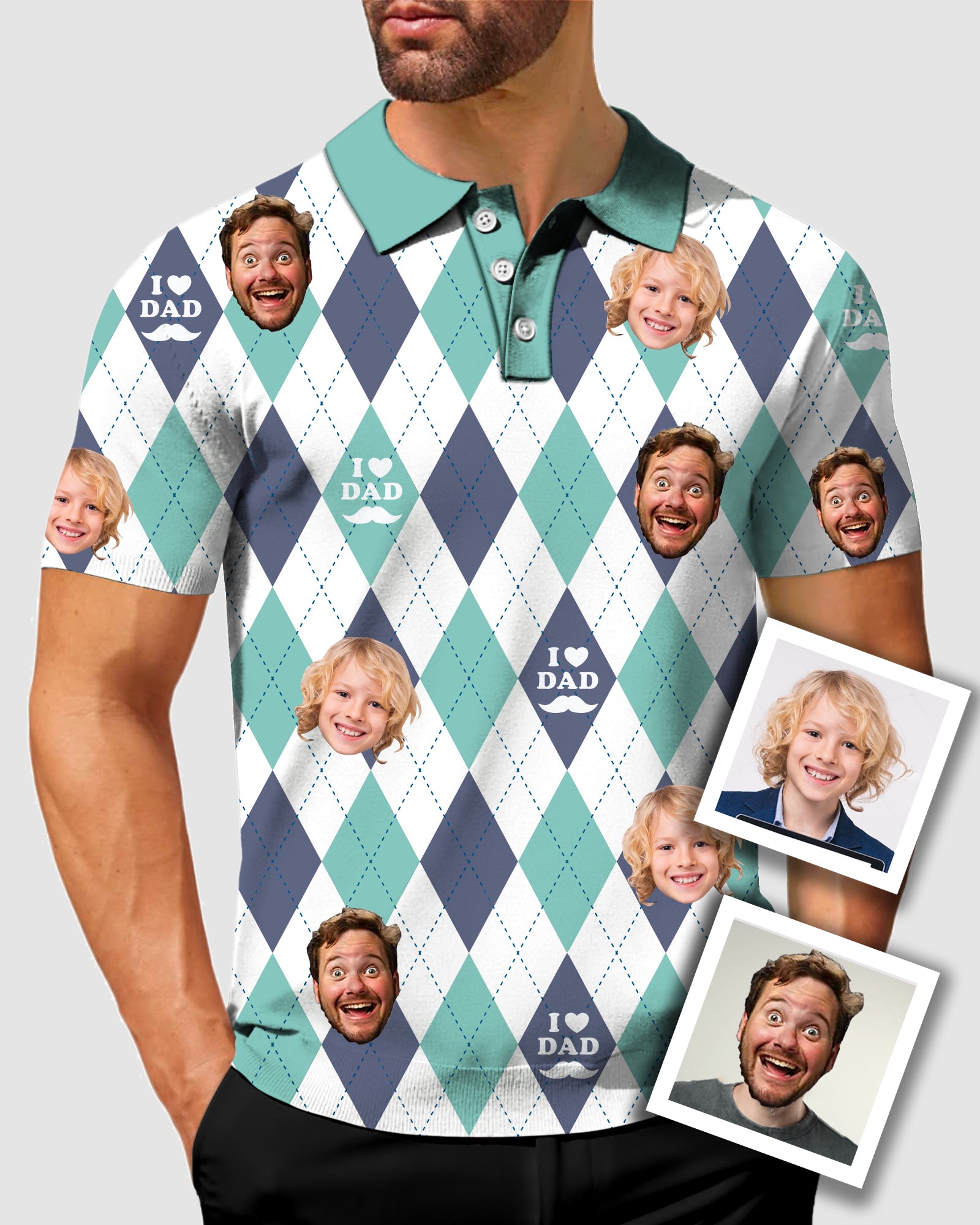 Men's To My Dad Custom Face Men's Golf Polo Father's Day Gift Polo