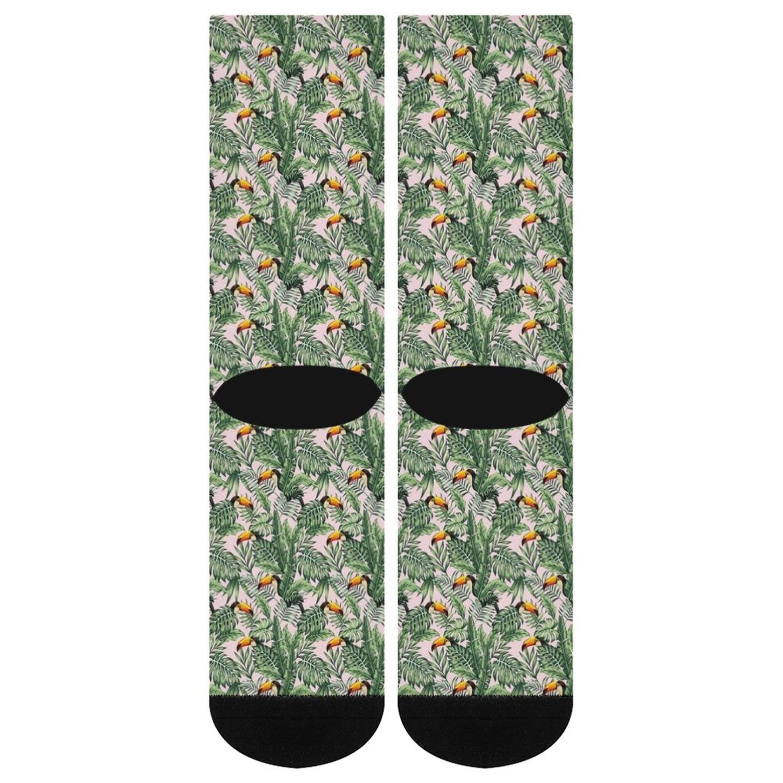 Flamingo green leaves Prined socks Gifts for Men Women