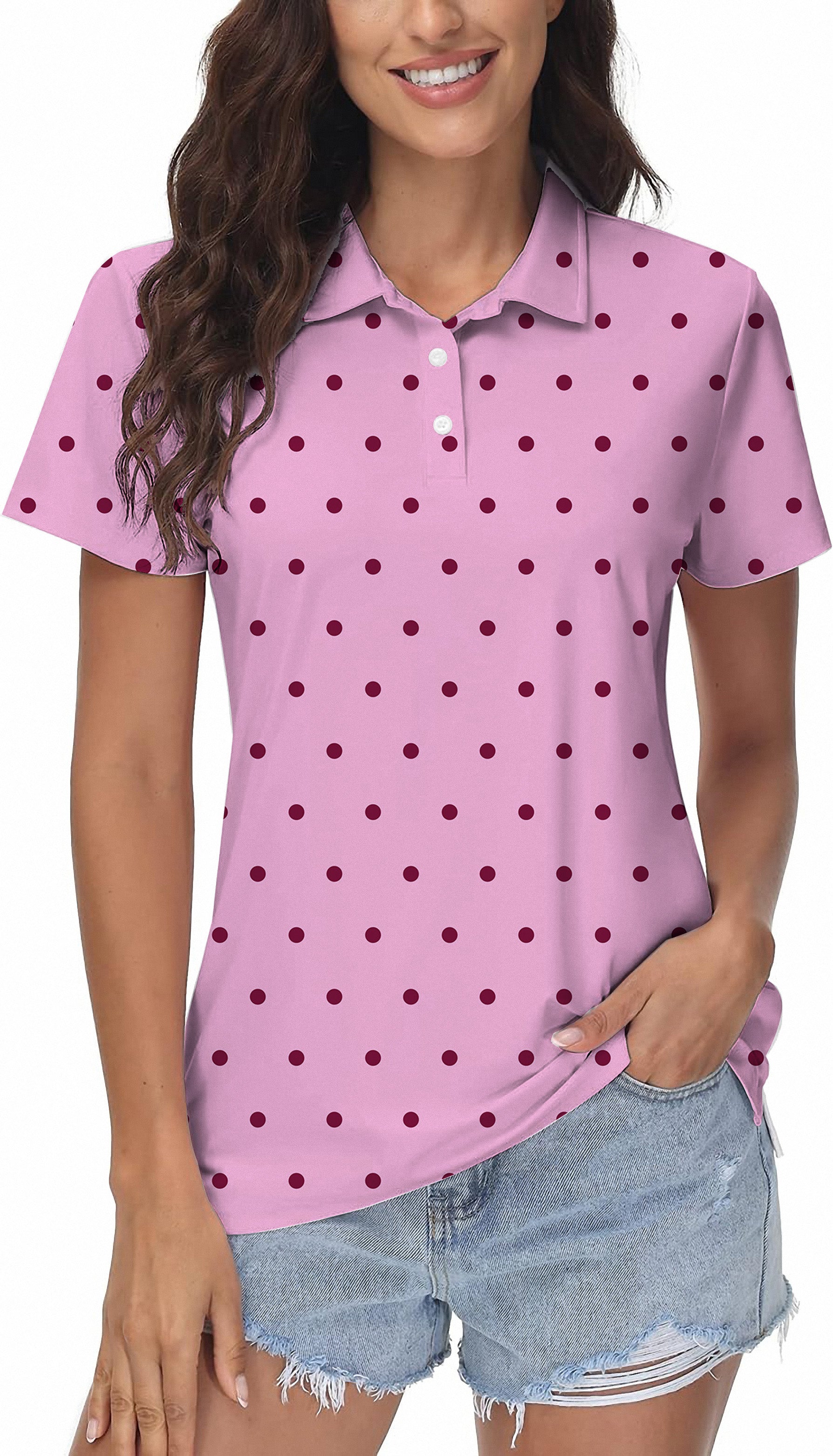 Pink Polka Dots Women's Golf Polo
