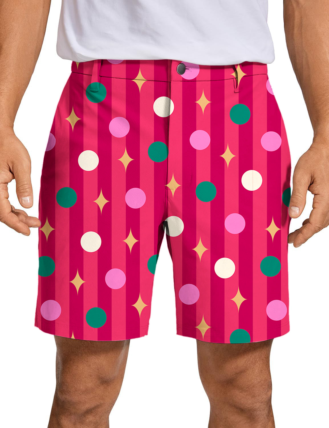 Men's Red Christmas Lollipops Golf Shorts