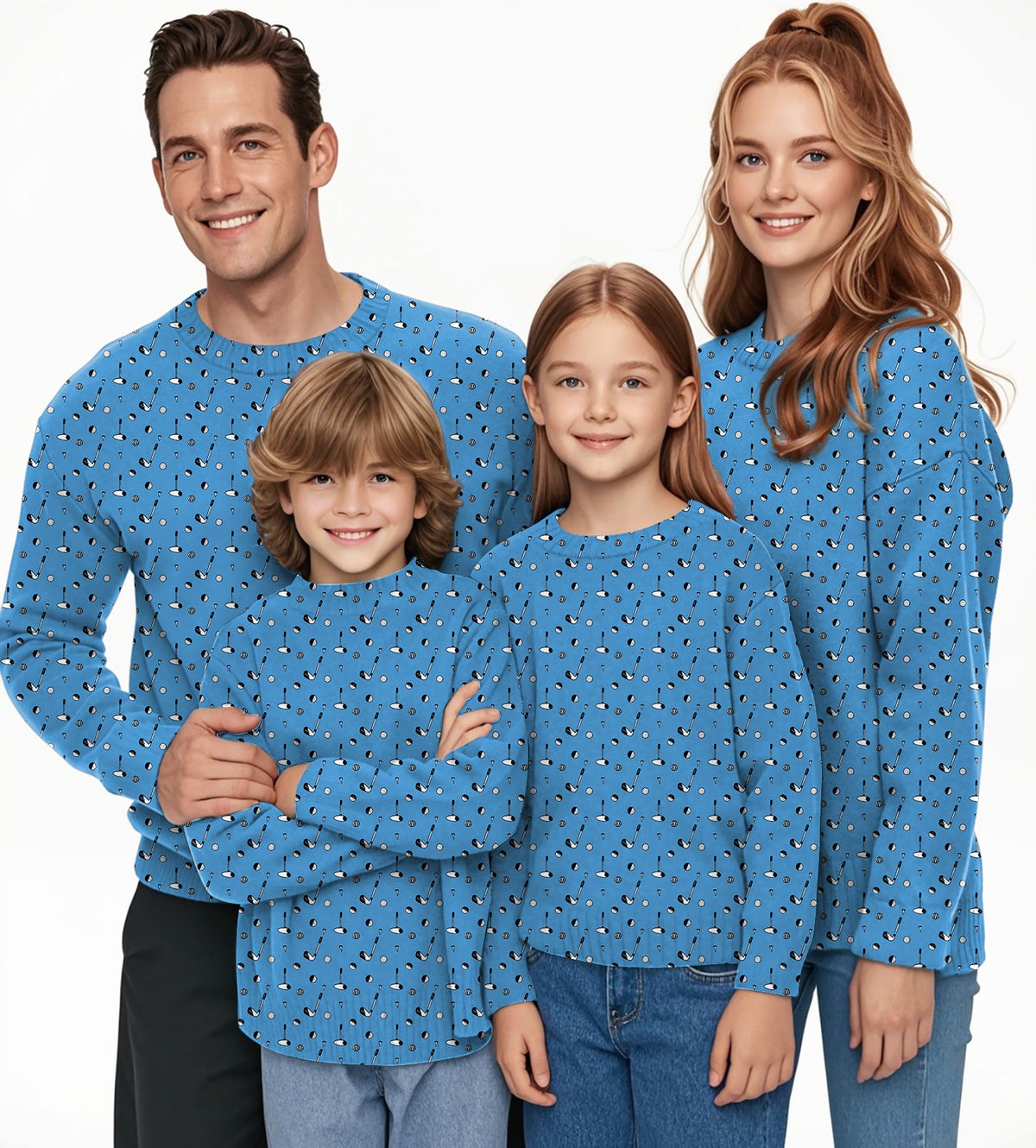 Sky-blue golf life Crewneck Pullover Ugly Sweater Men Women boy girl family