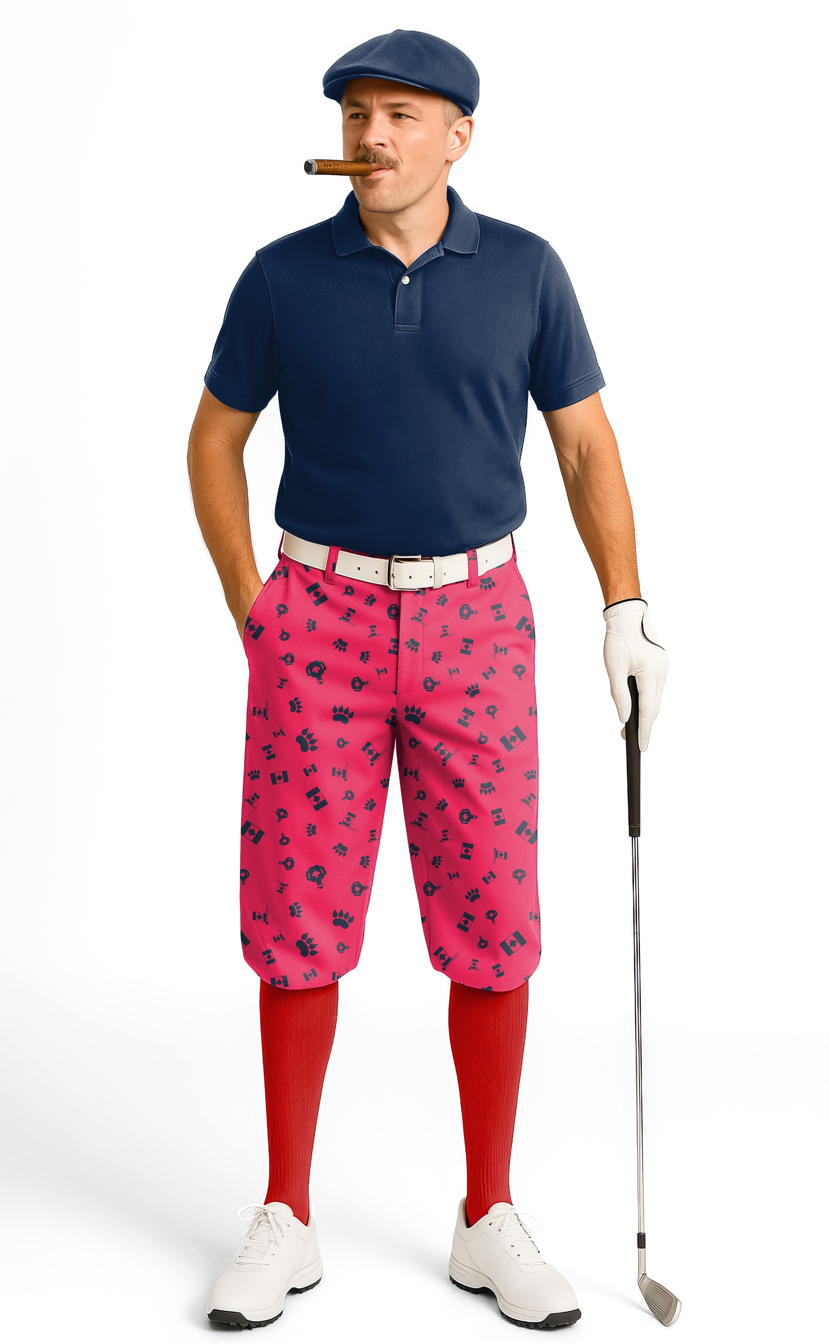 Men's Canadian Flag Paw golf knickers with adjustable waist and ankle cuffs, lightweight and breathable fabric