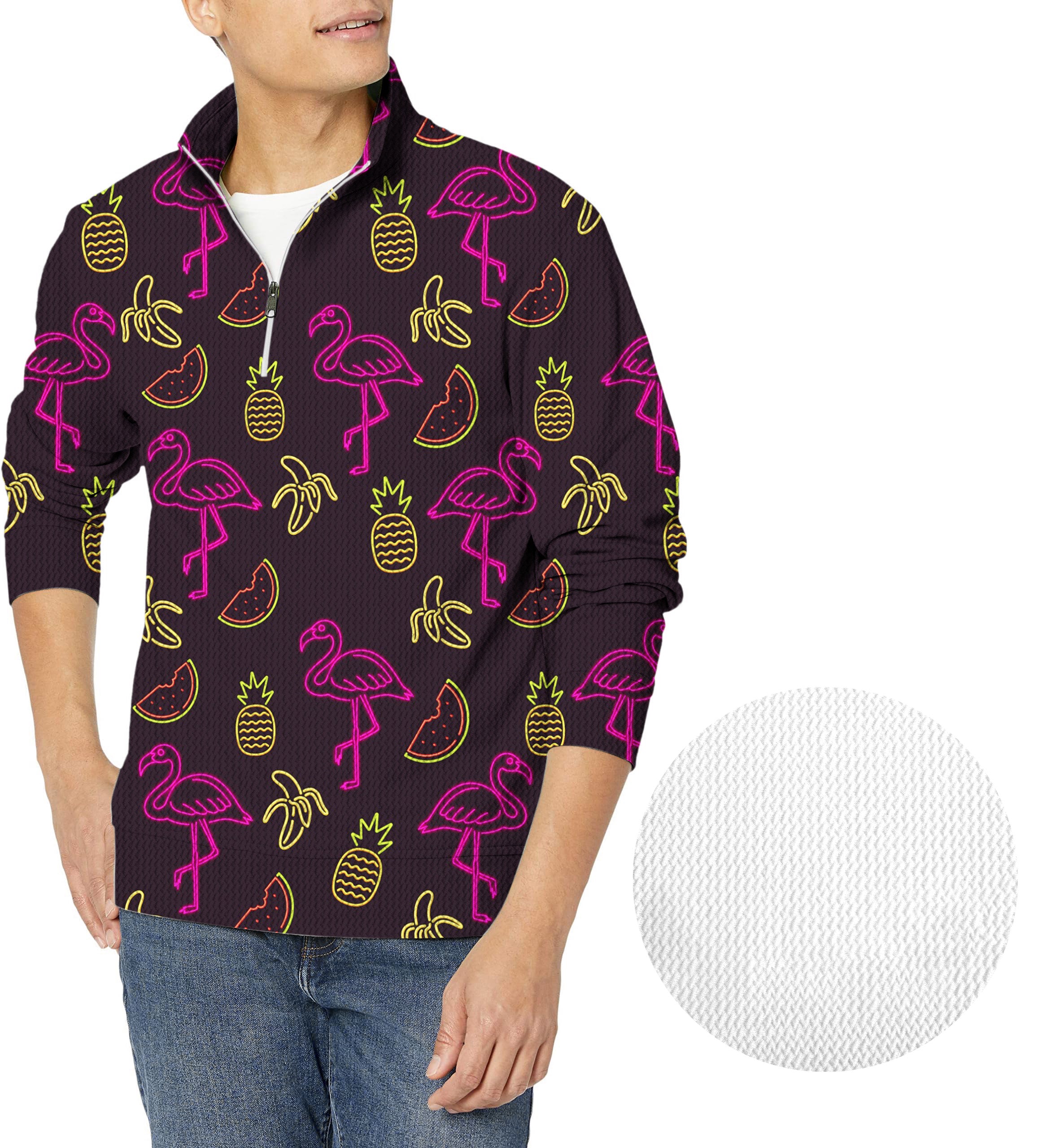 Neon Light Nonsense-Men's Golf Waffle Zipper Pullover
