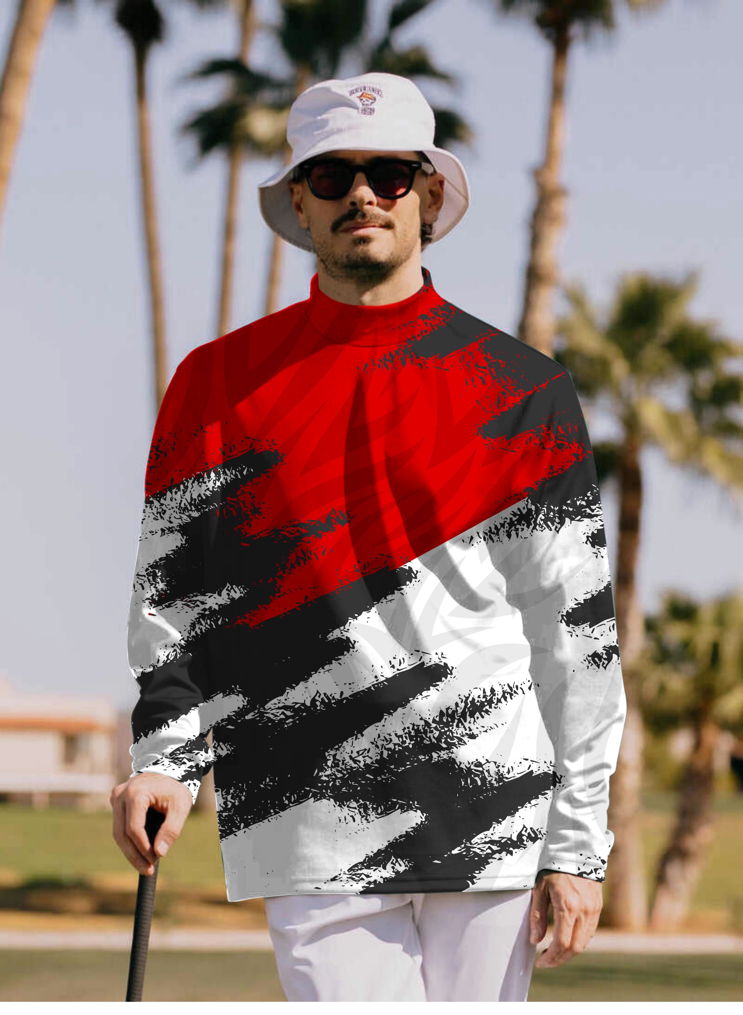 Men's Red Custom Sport Team Competition Uniforms Pullover High neck Long/Short sleeve T-Shirt