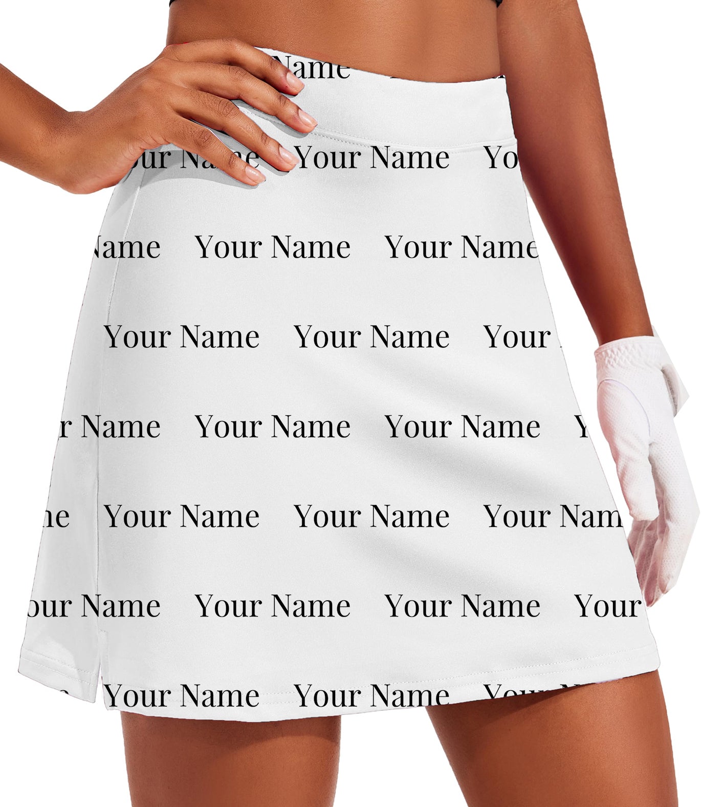 Women's Custom name white Golf Skirts Inner Shorts Pocket