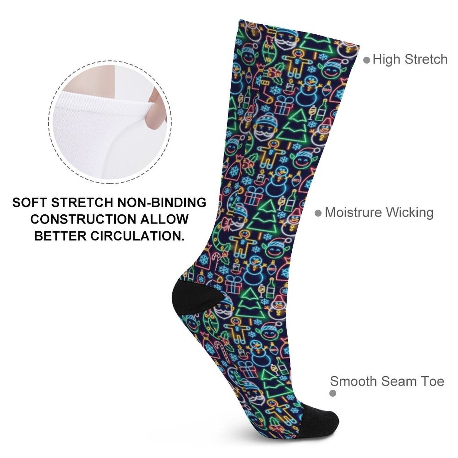 Neon Christmas Prined socks Gifts for Men Women