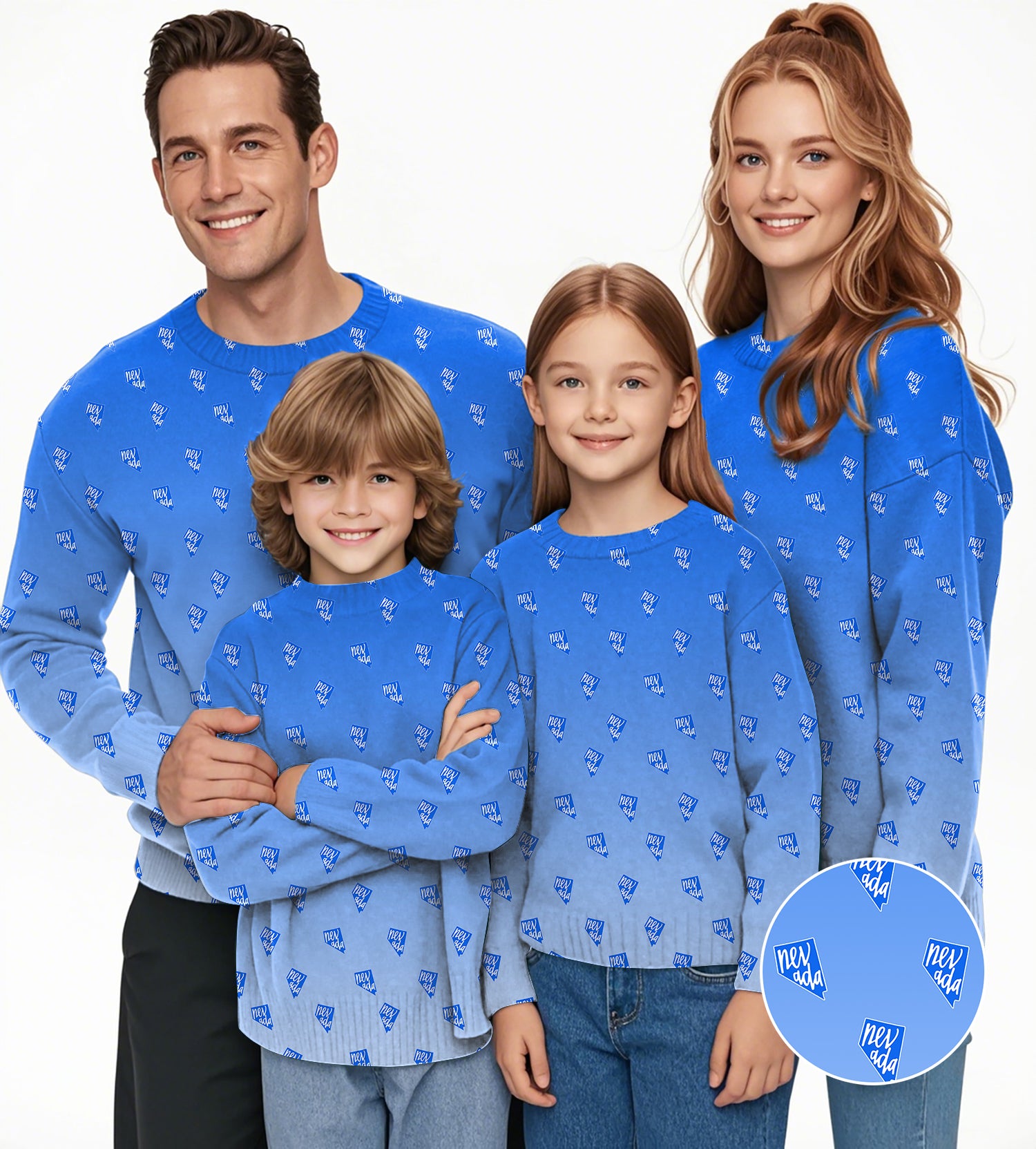 Blue Nevada Crewneck Pullover Ugly Sweater Men Women boy girl family