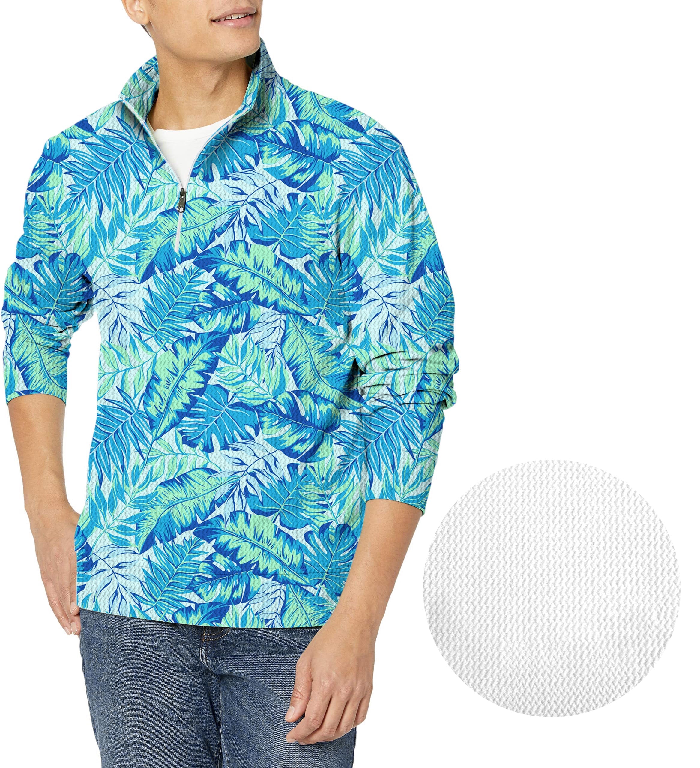 Palm leaves-Men's Golf Waffle Zipper Pullover