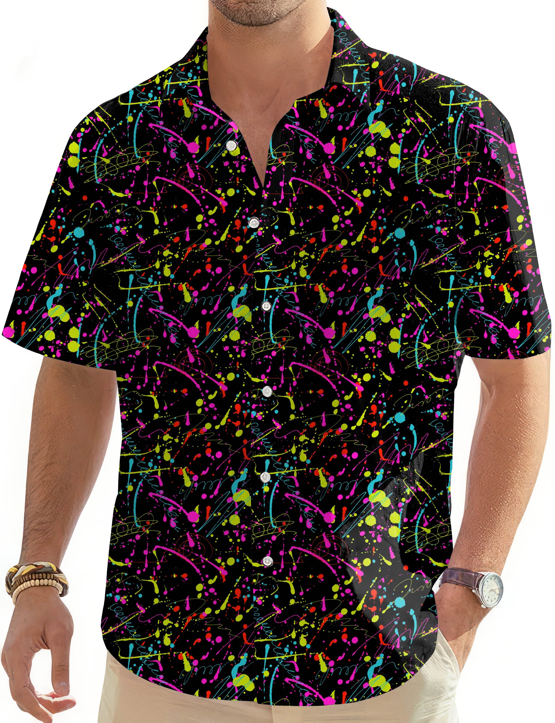 Color printing-Men's Golf Hawaiian Shirts Button Down Shirt
