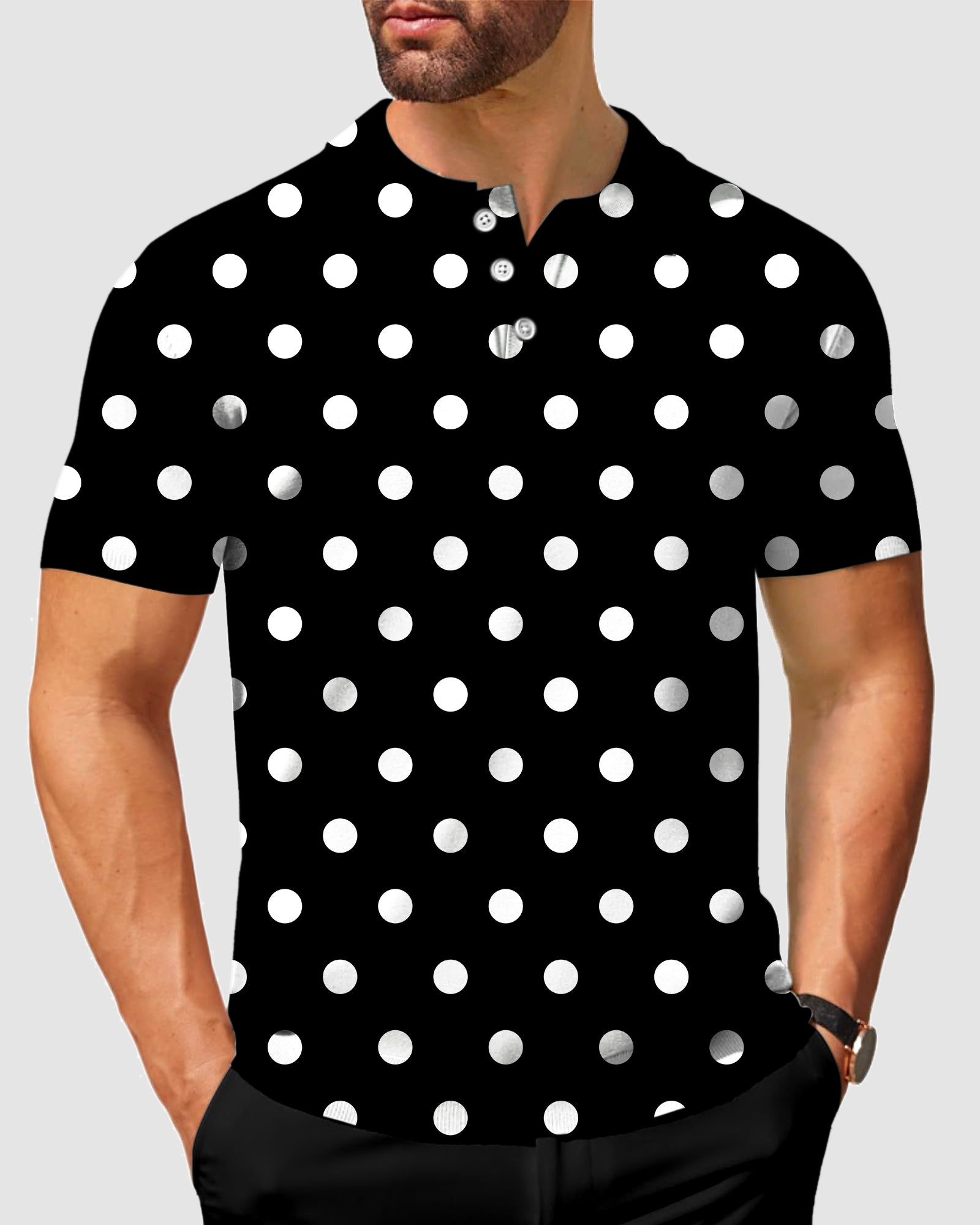 Men's Pink Polka Dots Polo