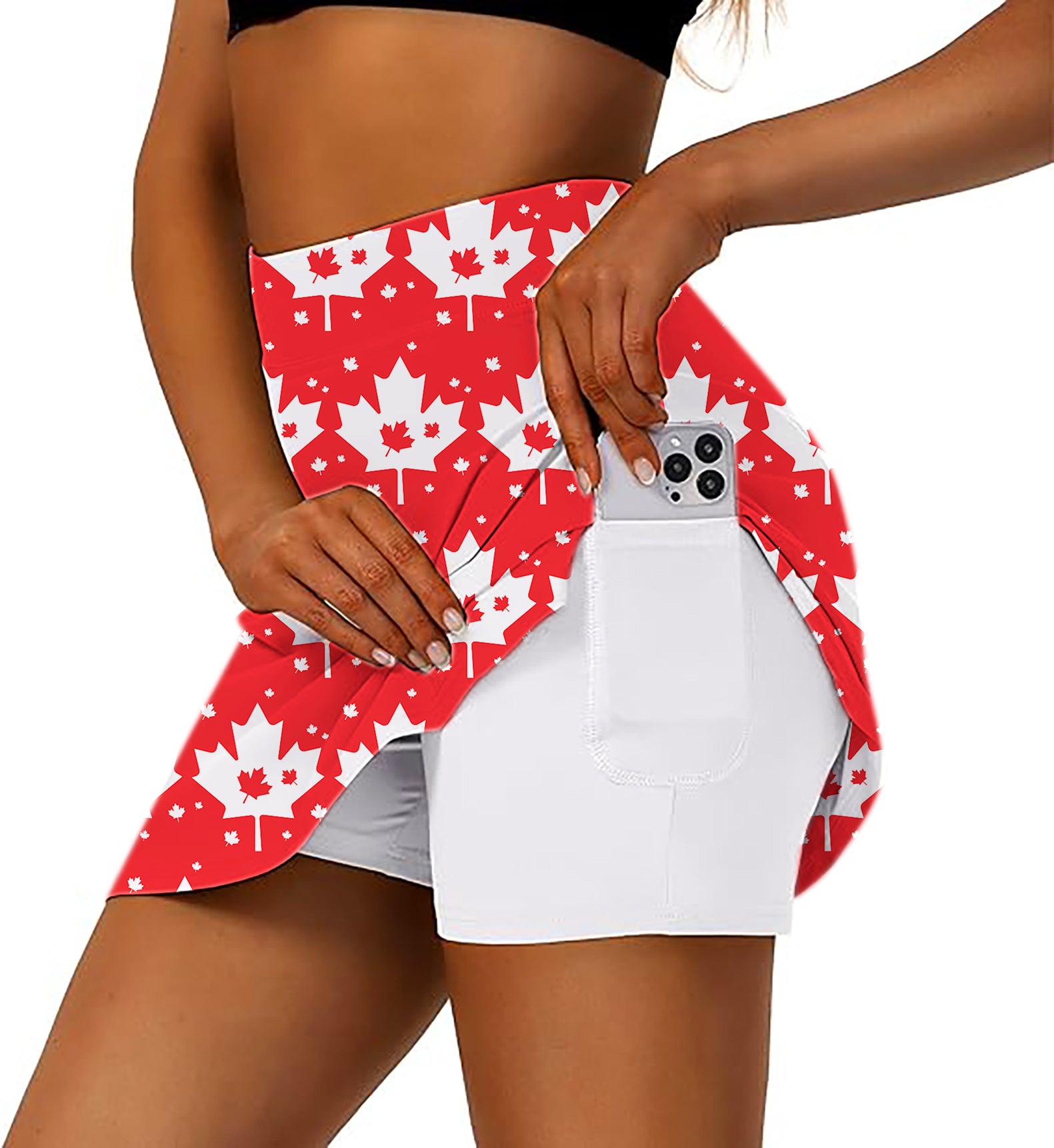 Canadian Maple Leaf Women's Athletic Golf Skorts Flared Skirts