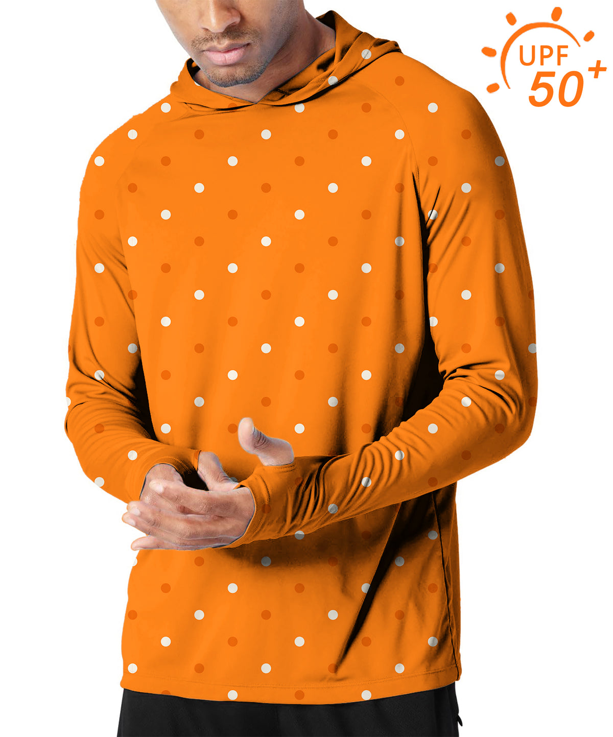 Men's Outdoor Halloween yellow and white polka dots Golf Sun Protection Loose Fit hoodies