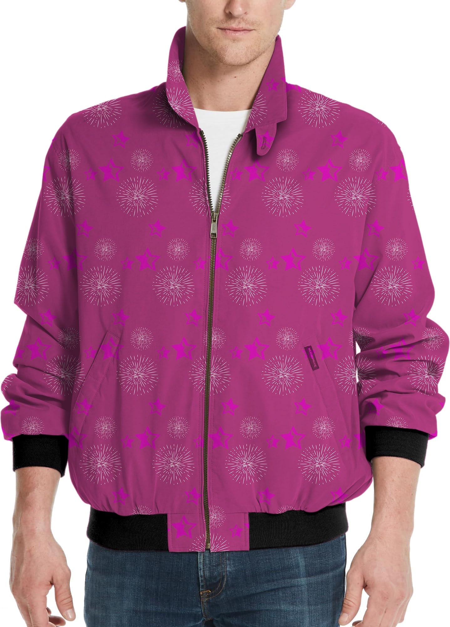 Pentagram Impression limited edition men's golf windbreaker light jacket in purple with star patterns