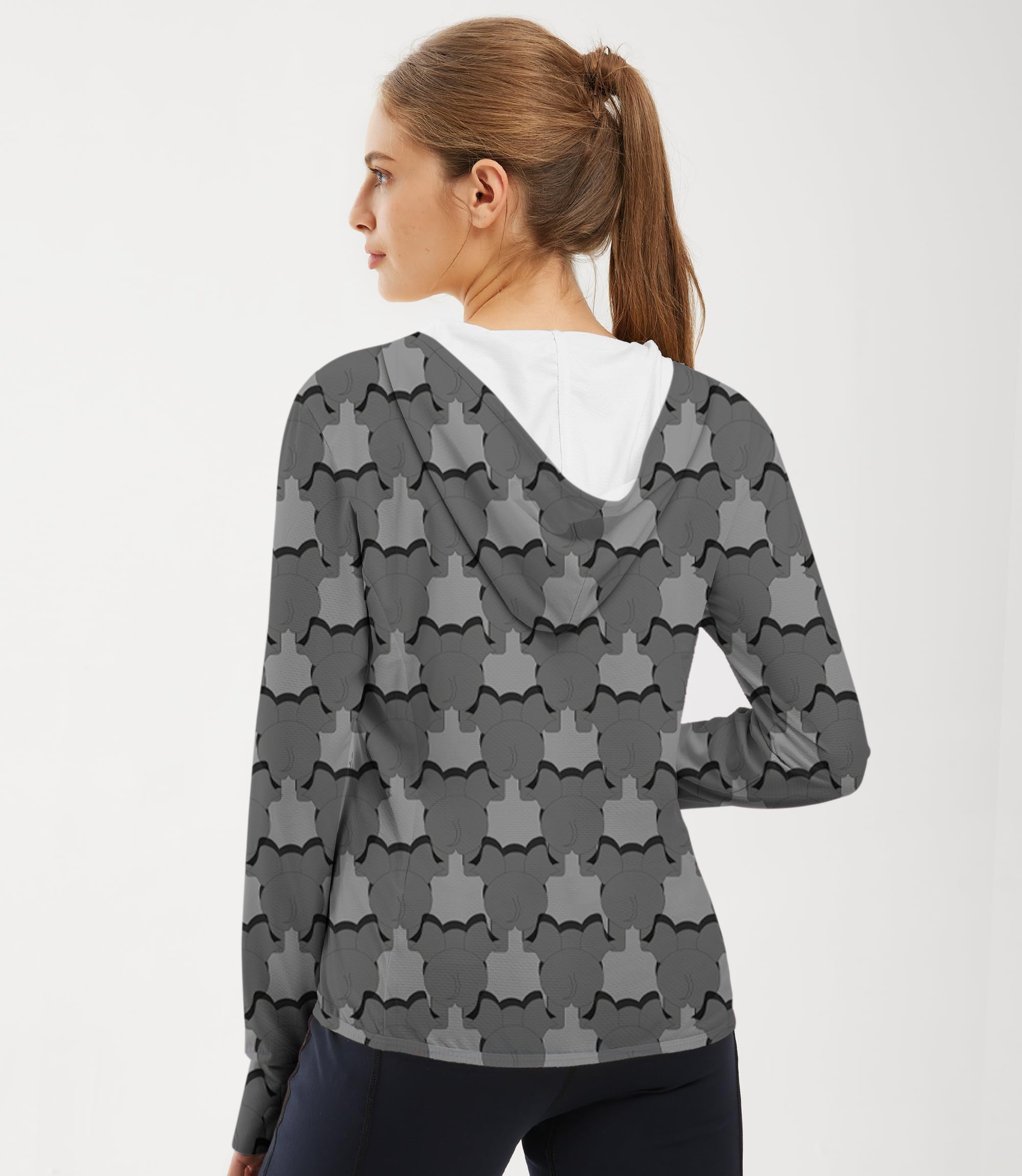 Women's outdoor slim fit zip hoodie with elephant back design for sun protection during sports and outdoor activities