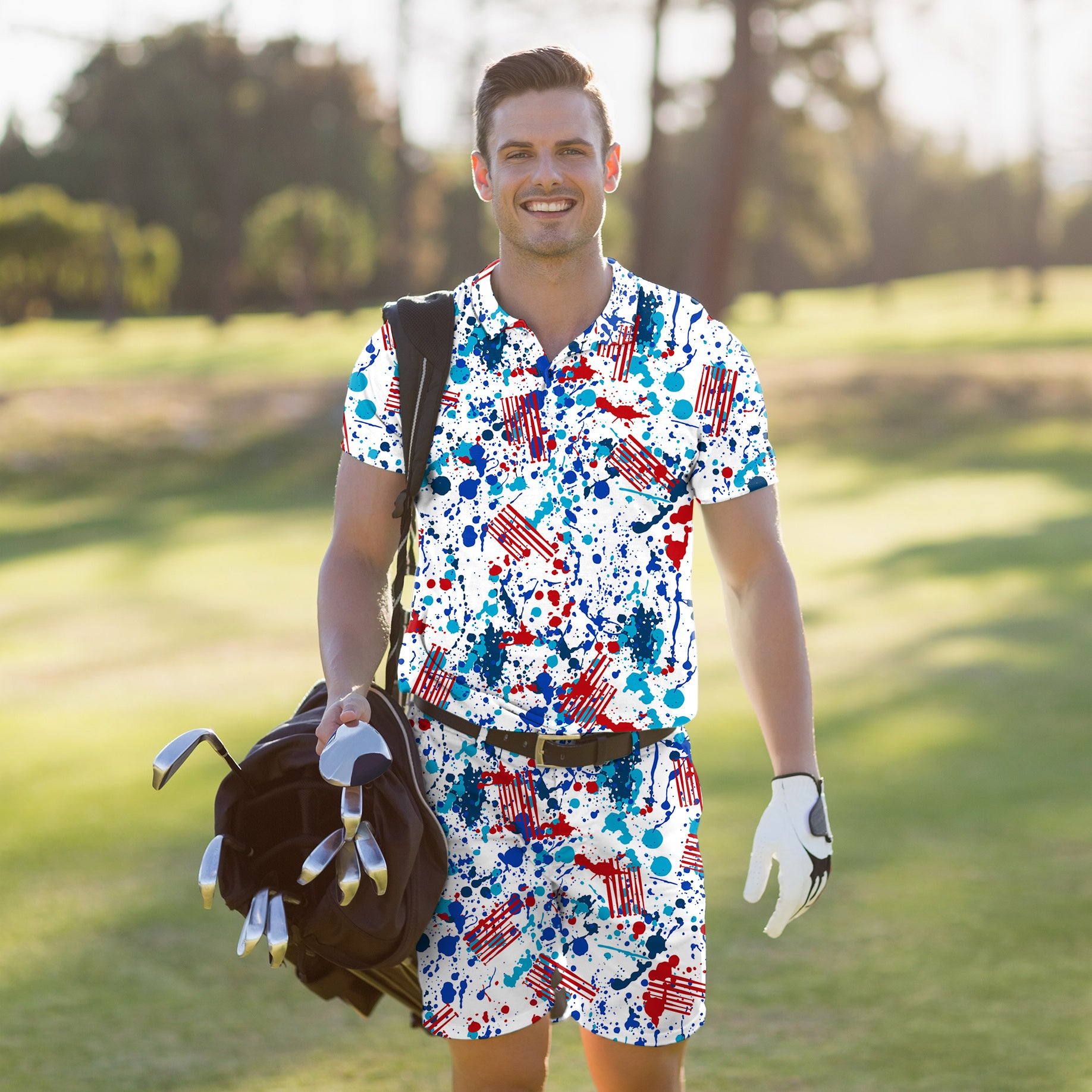 Men's Golf Set Polo+Shorts graffiti