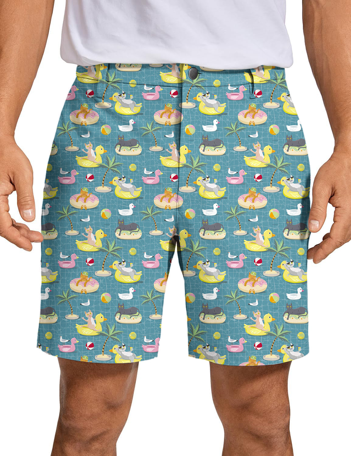 Men's Cats in the Pool Golf Shorts