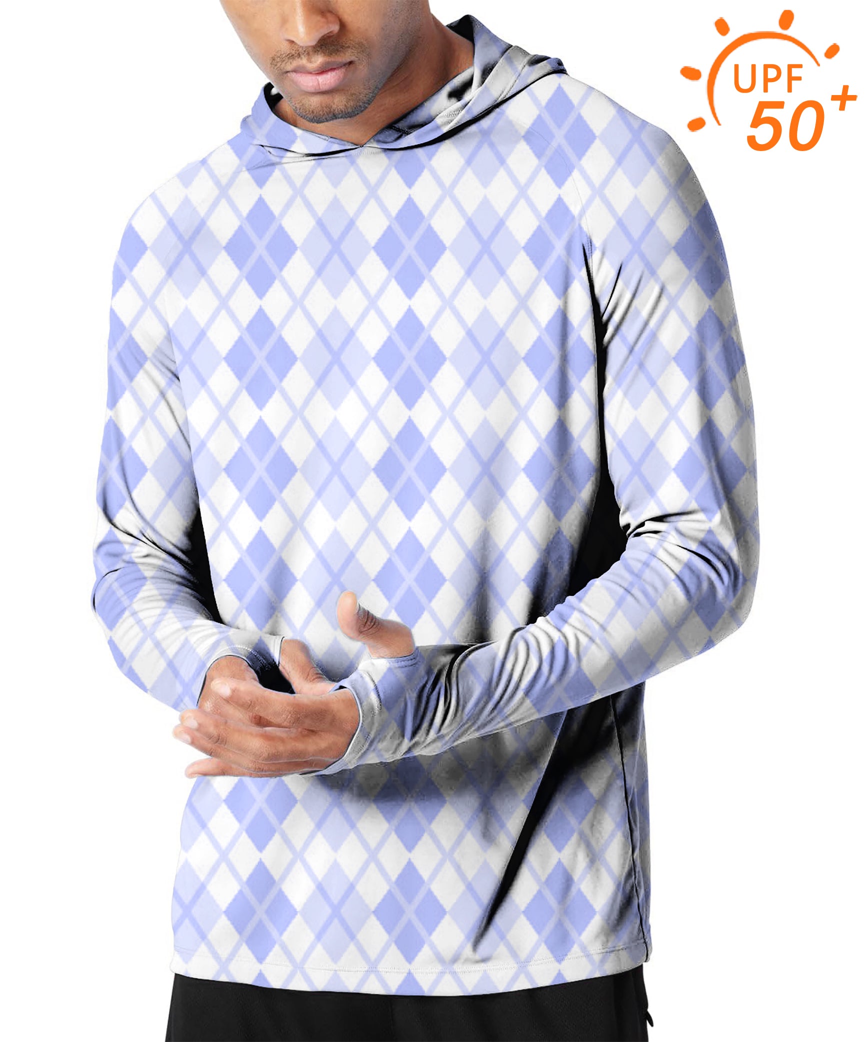 Argyle Men's Outdoor purple grid Golf Sun Protection Slim Fit hoodies