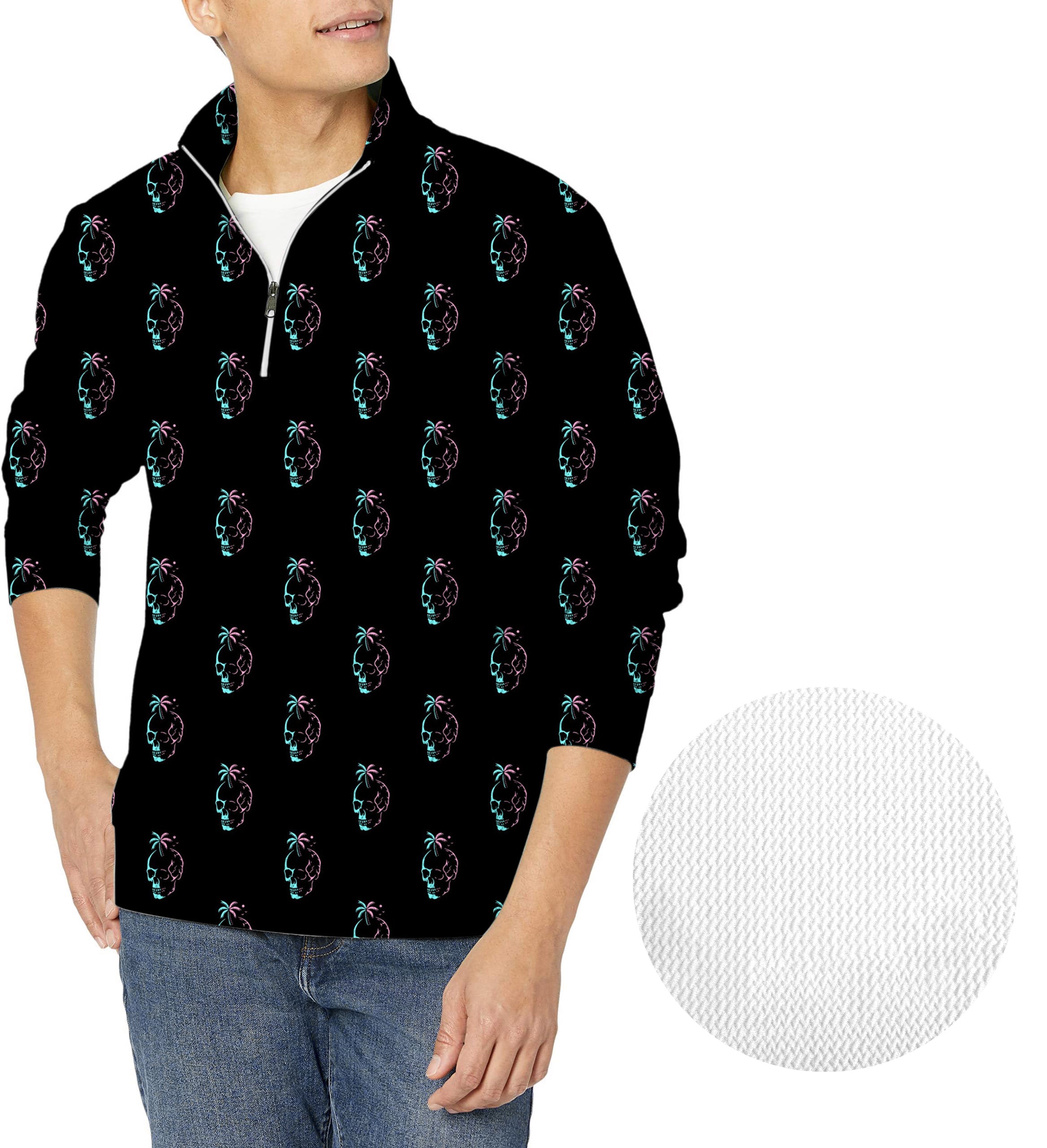 Palm Skulls-Men's Golf Waffle Zipper Pullover