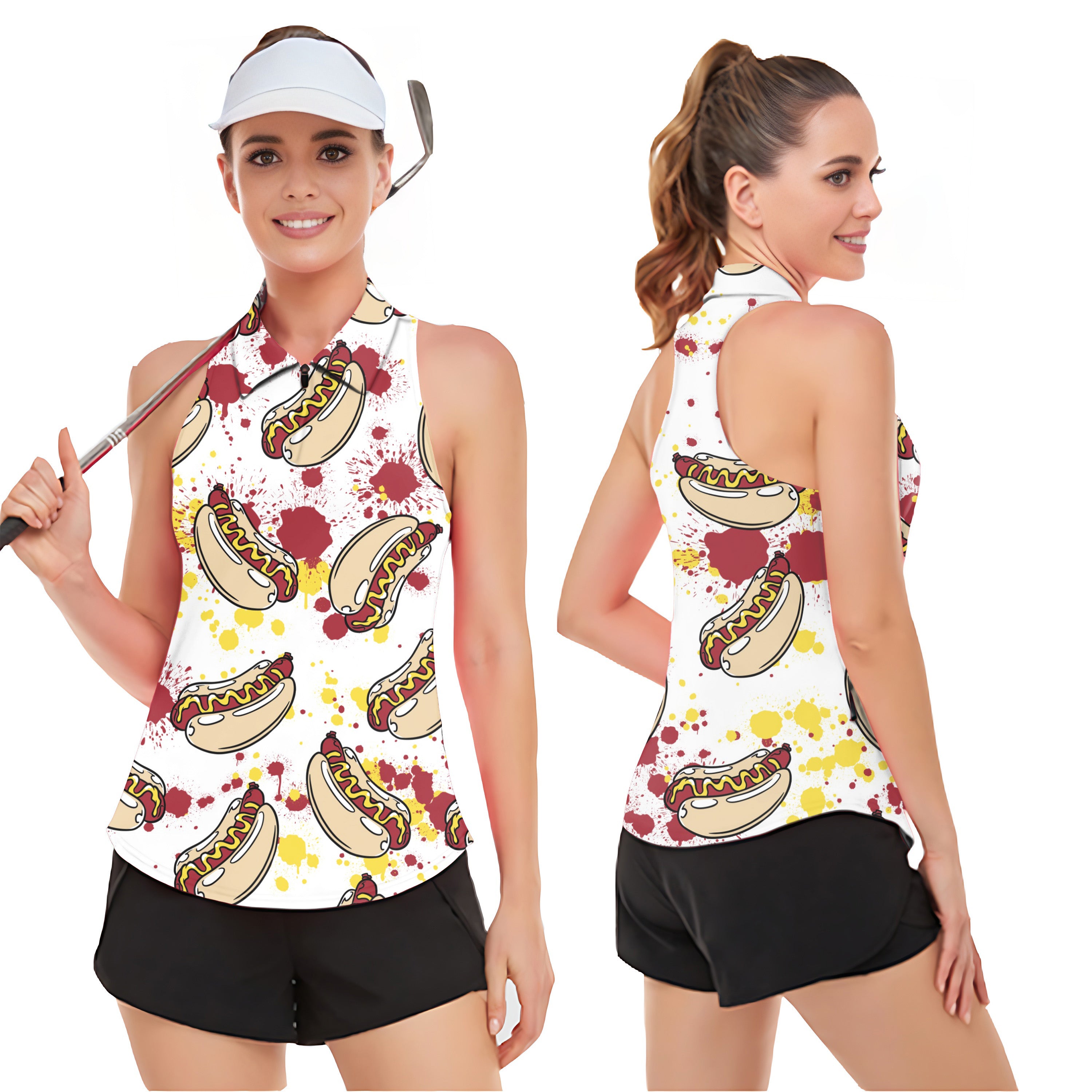 Hot Dog Women’s Sleeveless Golf Tank Top Shirt Polo