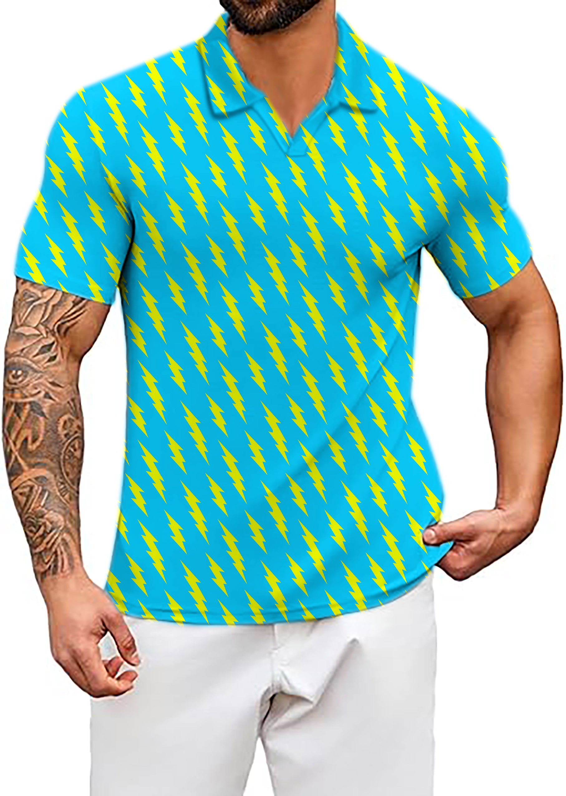 Men's Lightning Links V Neck Golf Polo Shirts