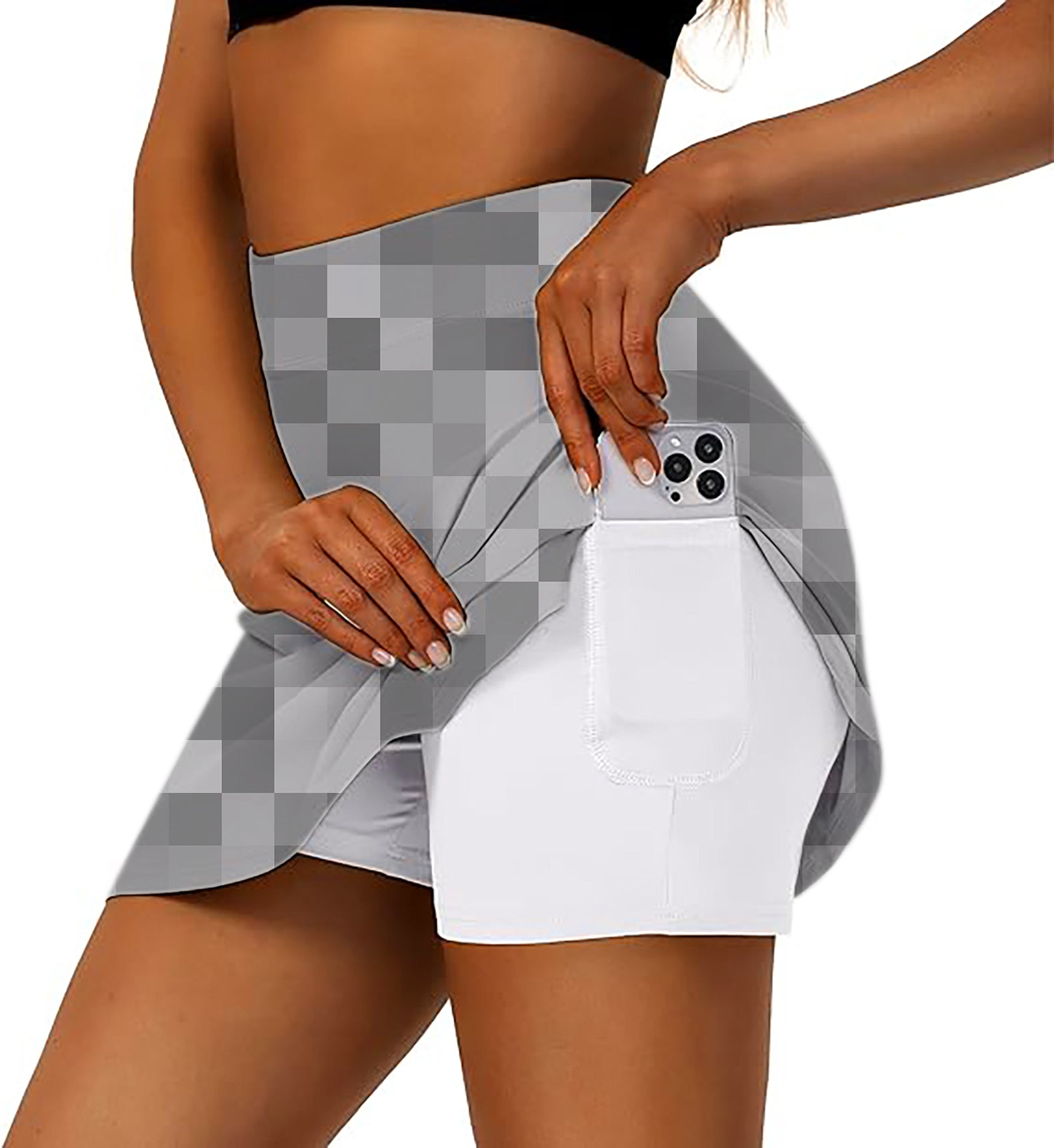 Grey Pixel Big Women's Athletic Golf Skorts Flared Skirts