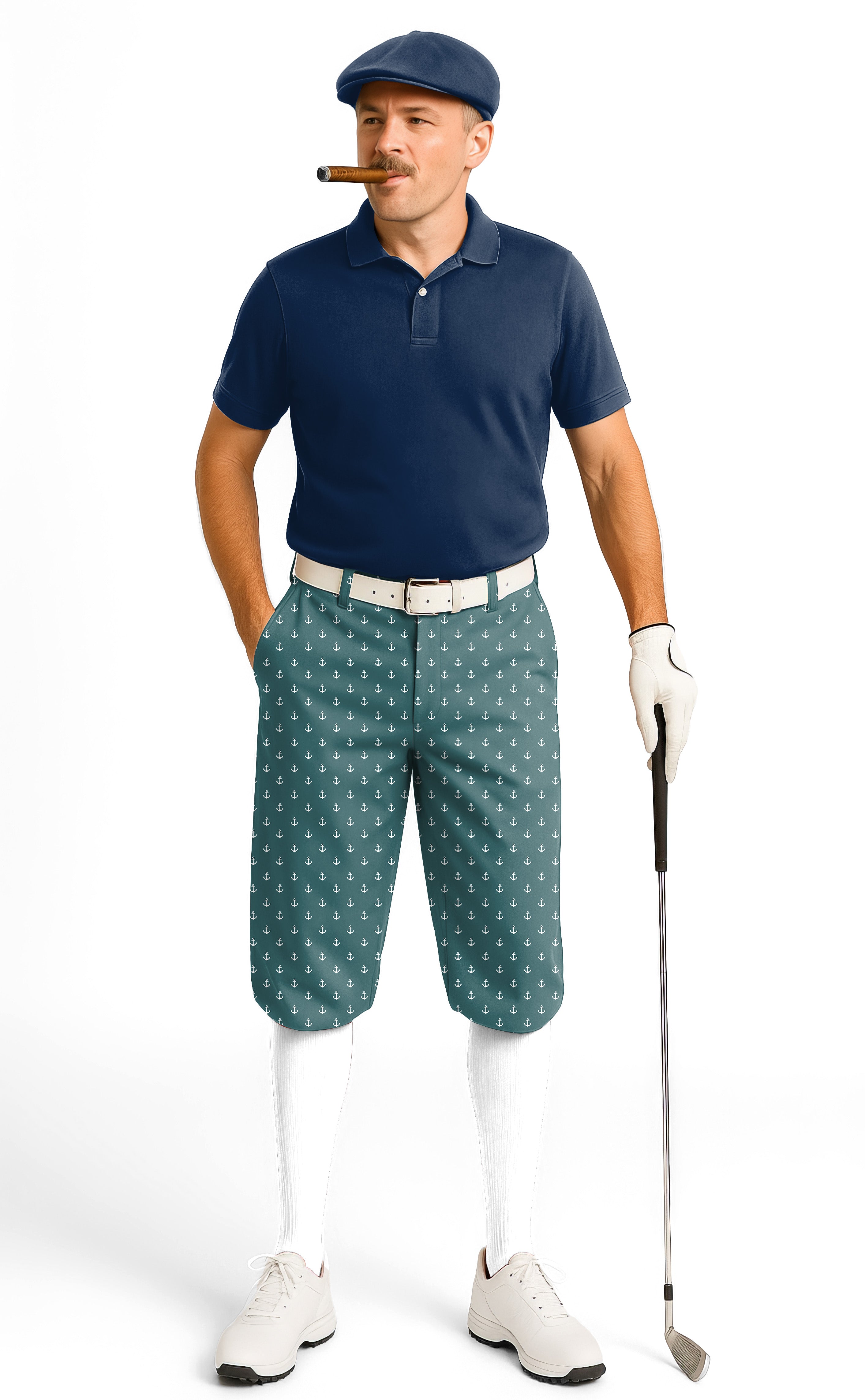 Lime Anchor Men's Golf Knickers Pants