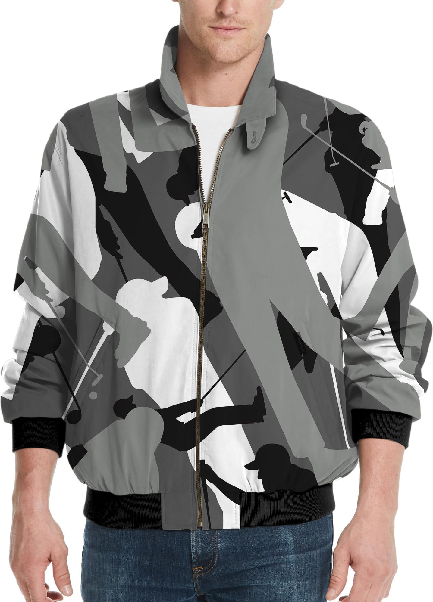 Black And White Golf Men's Golf Windbreaker Light Jacket