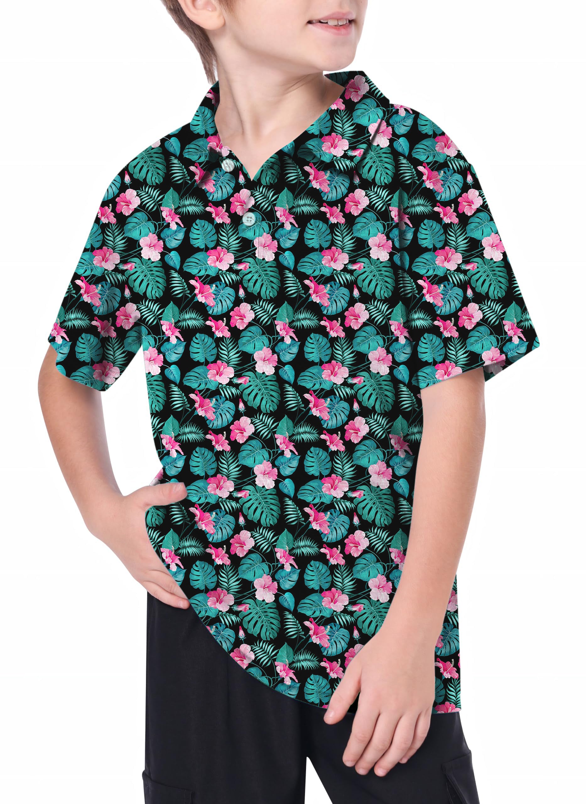 Youth Tropic Floral Golf Polo