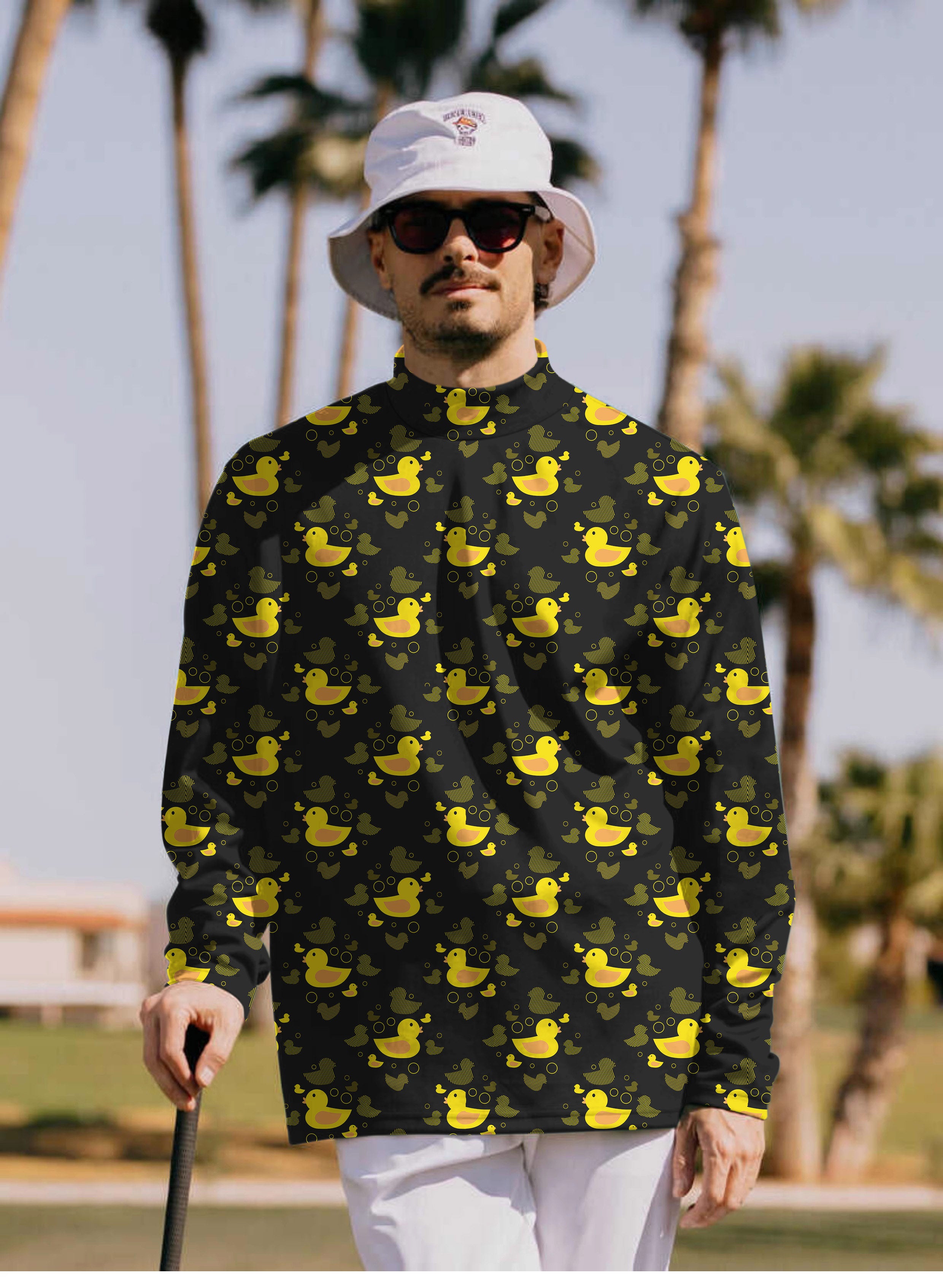 Men's Yellow duck Pullover High neck Long/Short sleeve T-Shirt