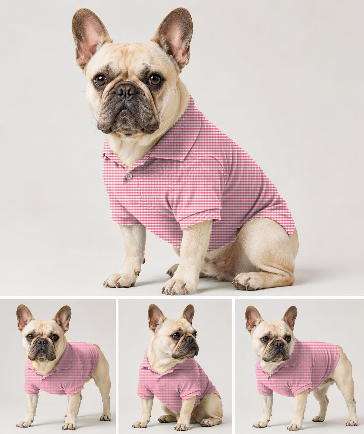 Dog's Pink striped and checkered squares Golf Polo
