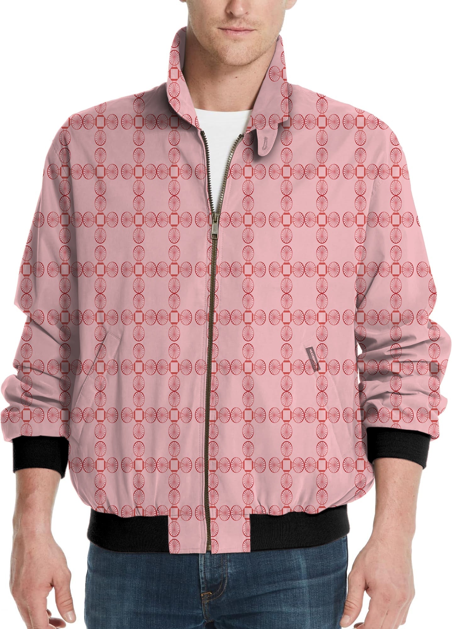 limited edition pink geometric men's golf windbreaker light jacket with custom logo option