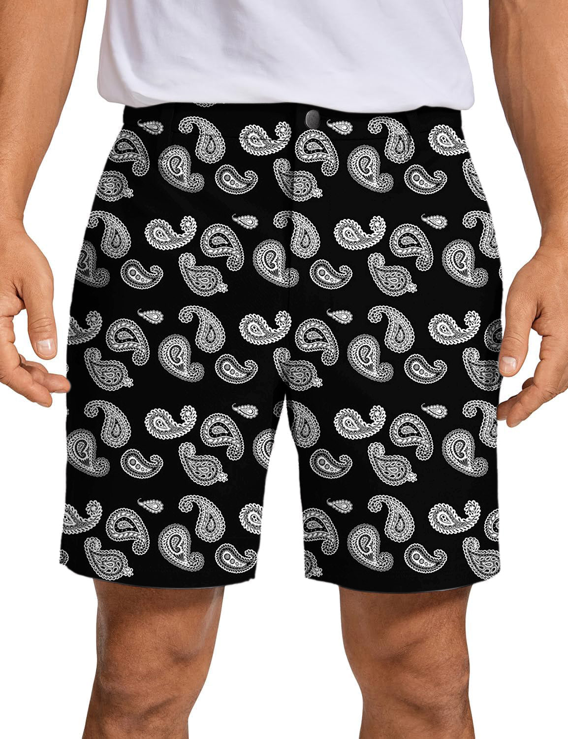 Men's Black Bandana Golf Shorts