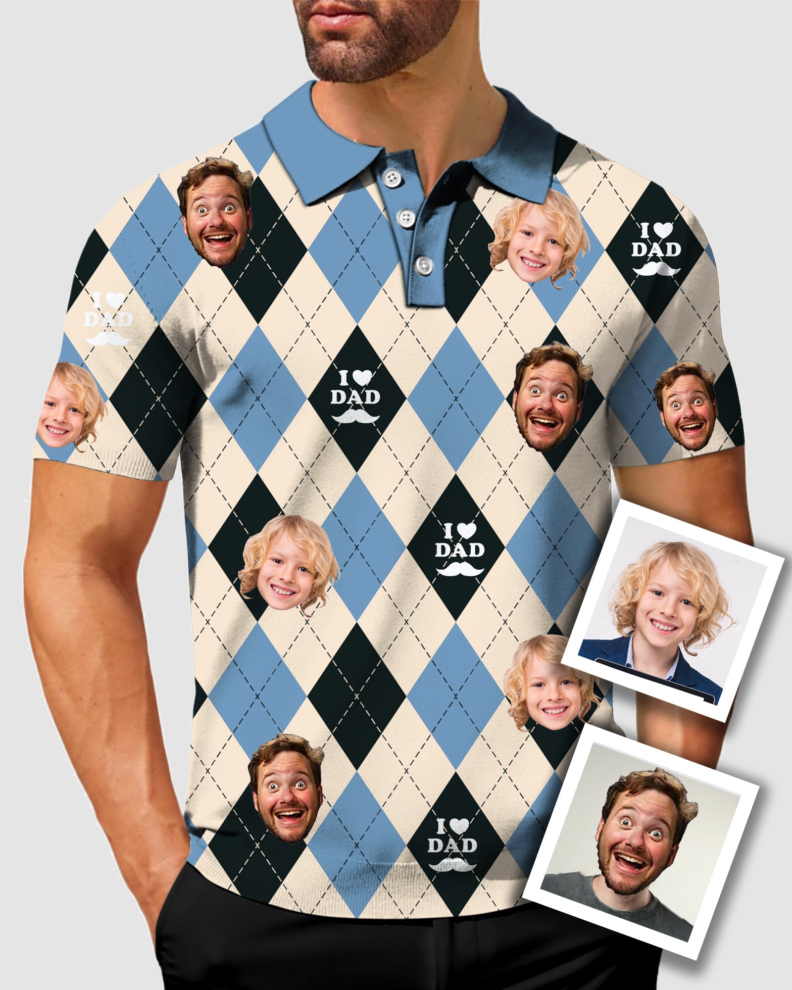 Men's To My Dad Custom Face Men's Golf Polo Father's Day Gift Polo