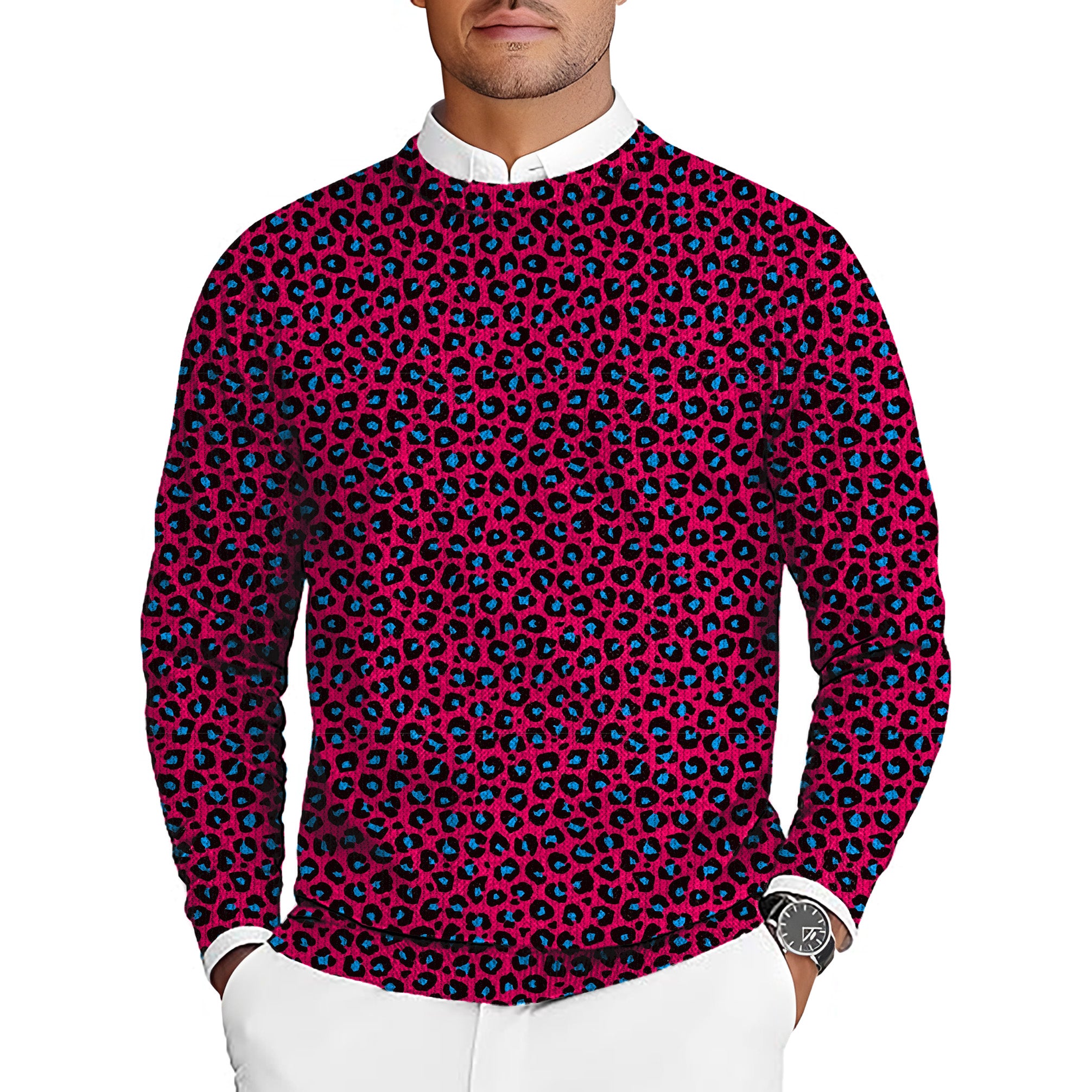Red Jaguar Men's Golf Crewneck Pullover Sweaters Ugly Sweater