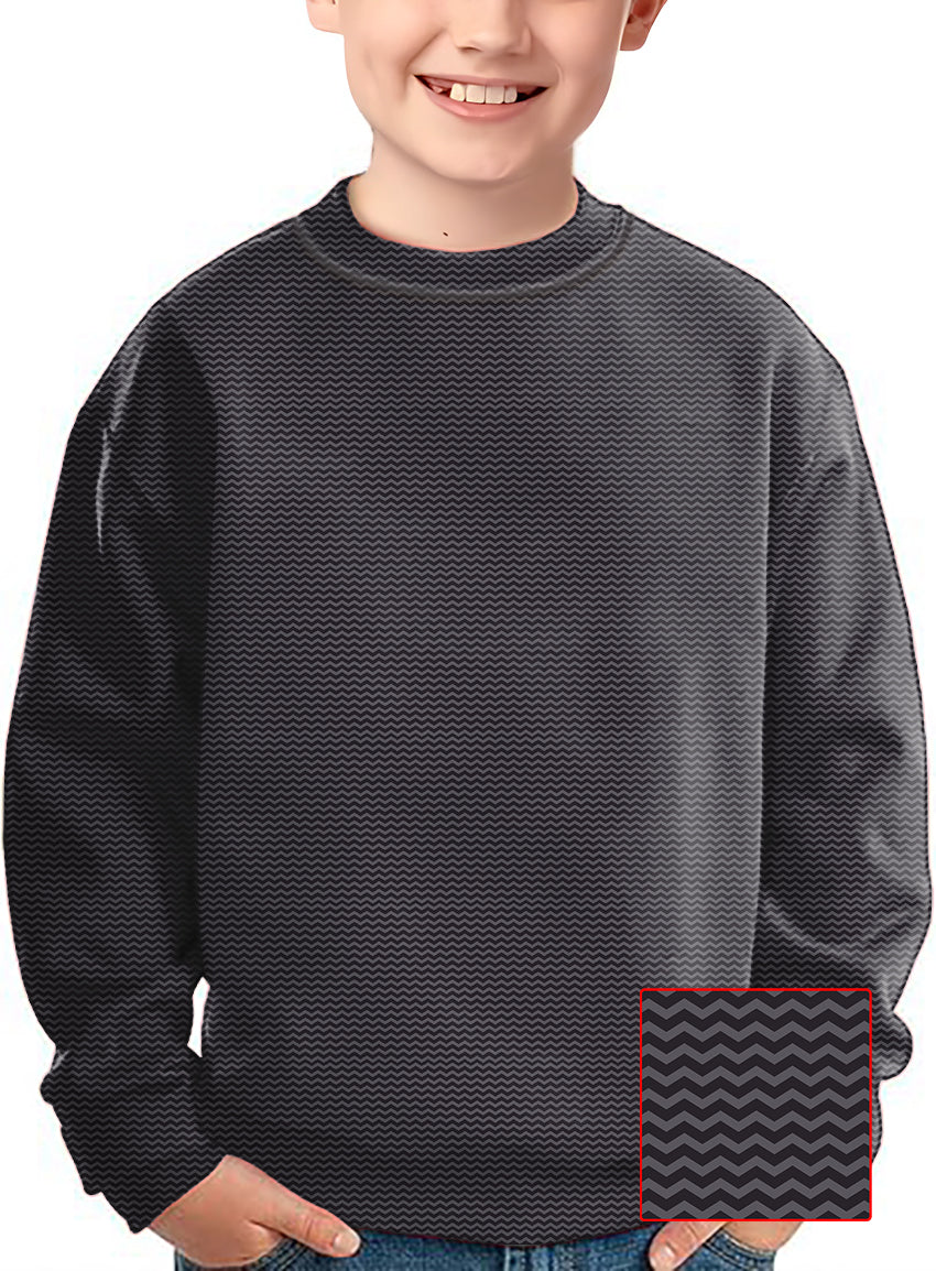 Kids brown waves crewneck pullover with wavy pattern design