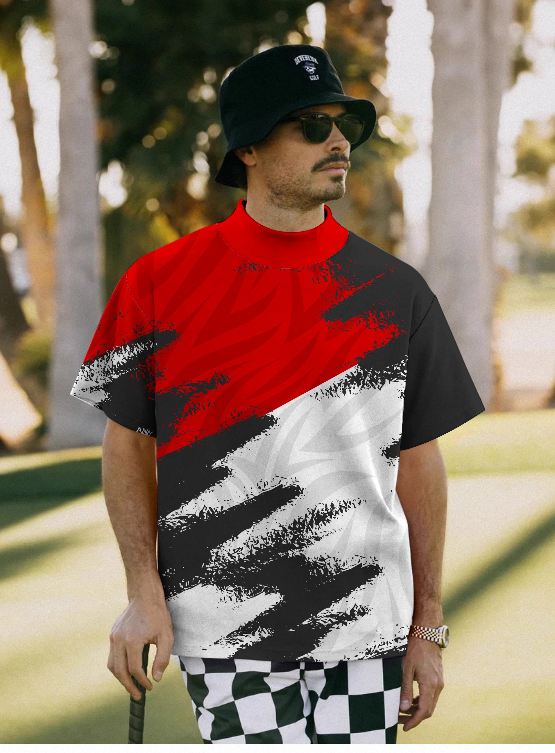 Men's Red Custom Sport Team Competition Uniforms Pullover High neck Long/Short sleeve T-Shirt