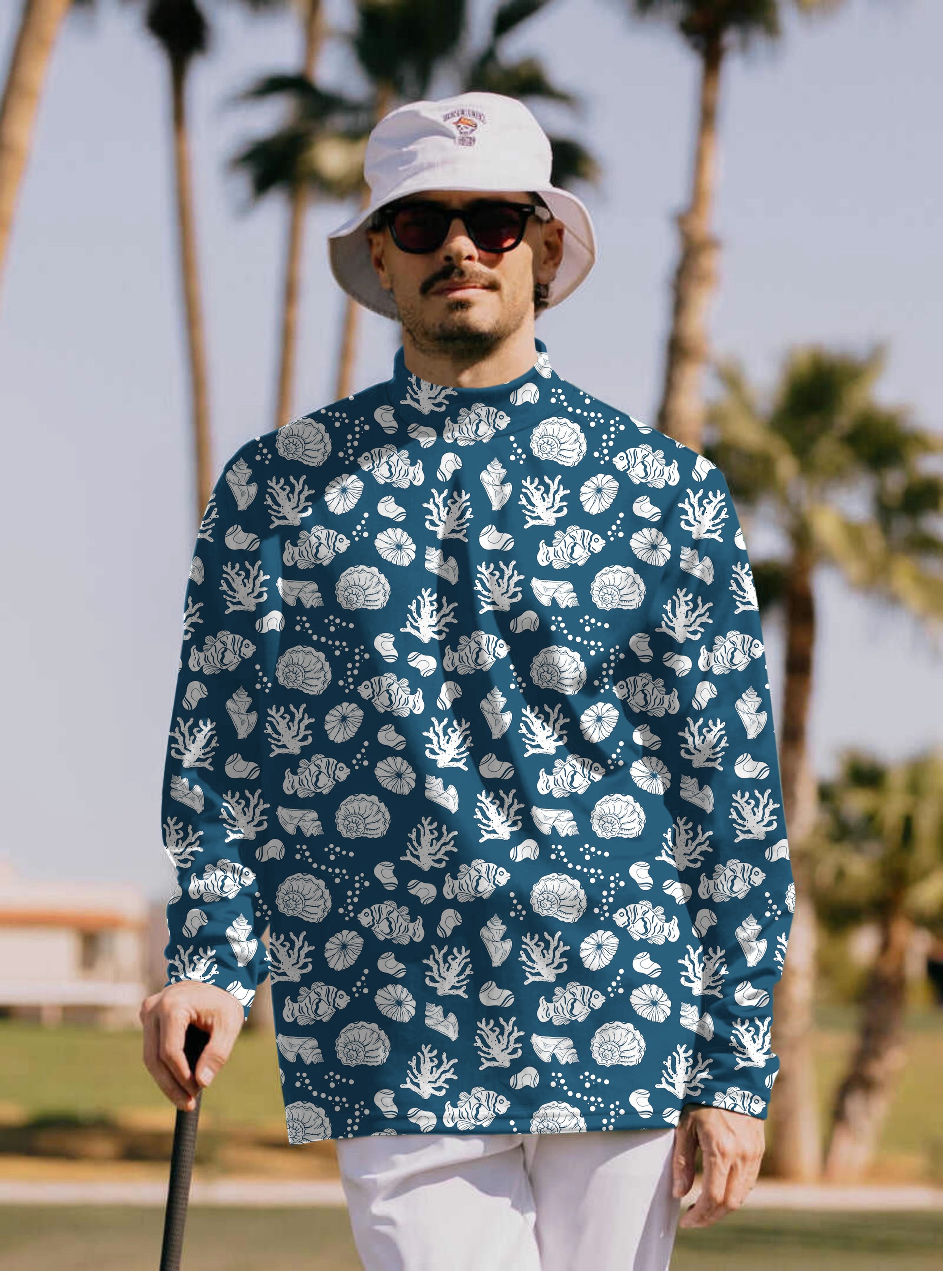 Men's Tropical Fish Pullover High neck Long/Short sleeve T-Shirt