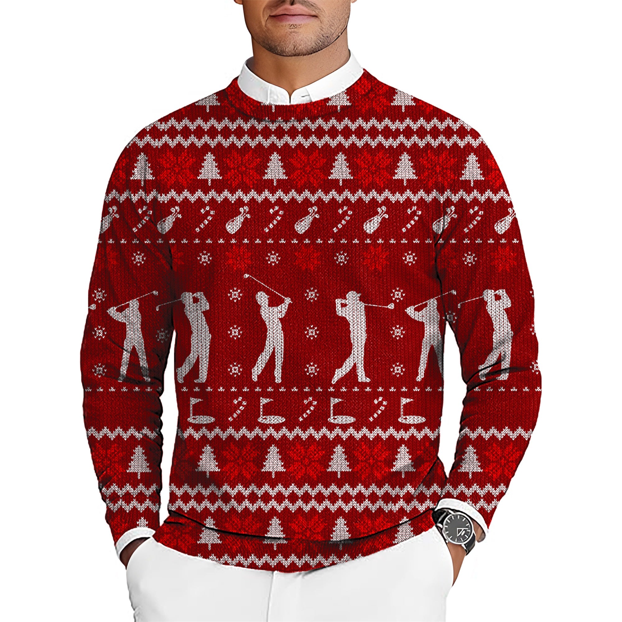 play Golf Christmas Men's Golf Crewneck Pullover Sweaters Ugly Sweater