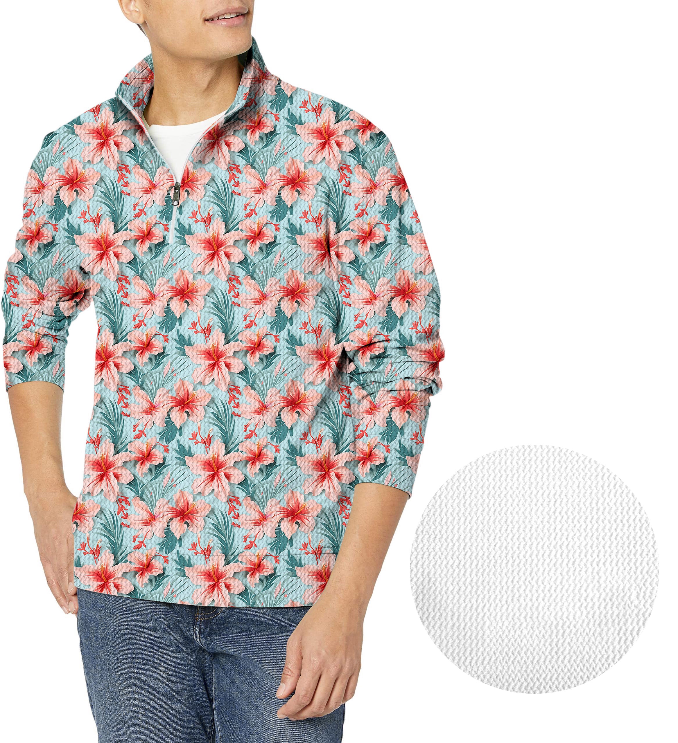 Tropical Course-Men's Golf Waffle Zipper Pullover