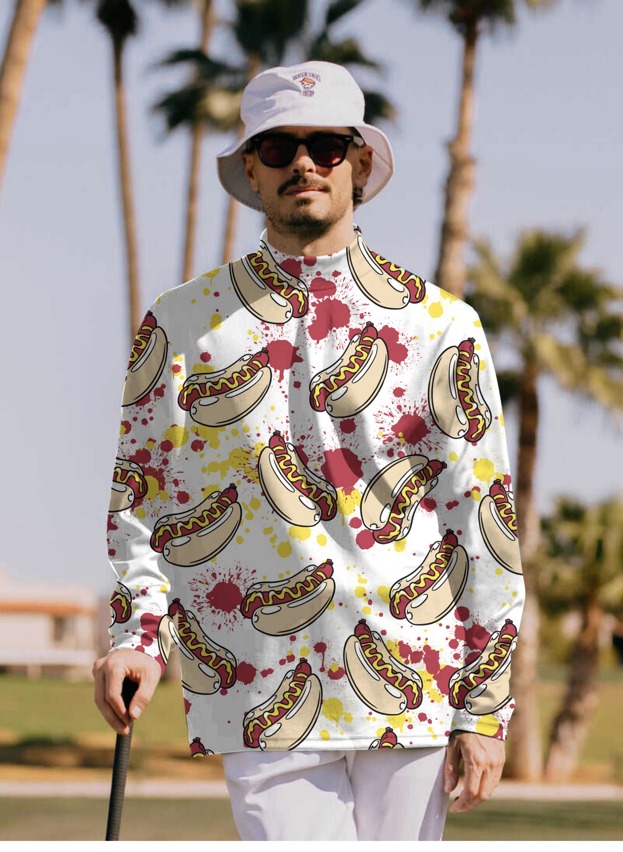 Men's Hot Dog Pullover High neck Long/Short sleeve T-Shirt