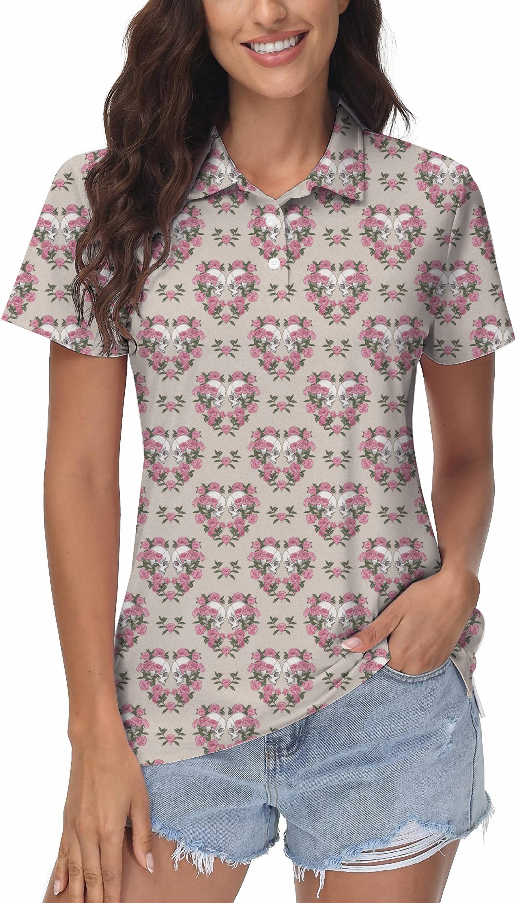 Halloween Skull Rose Women's Golf Polo