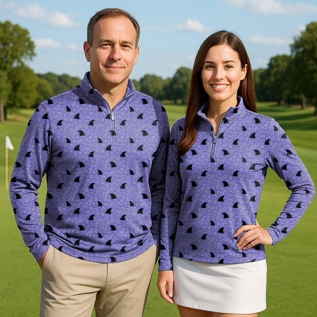 Shark Fin Seamless Couple Golf Active 3/4 Zipper Top Long Sleeves