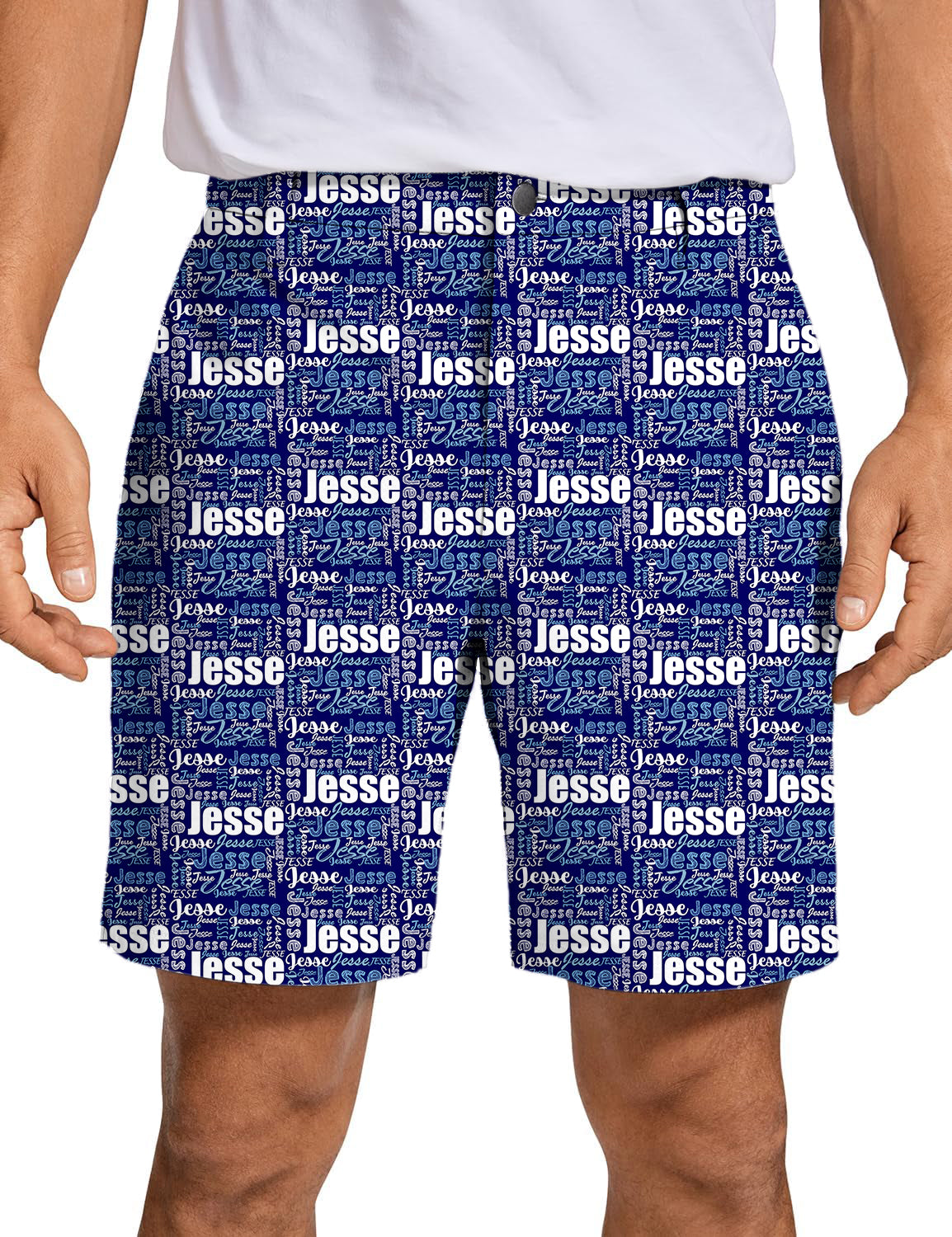 Men Custom name navy blue Golf Shorts