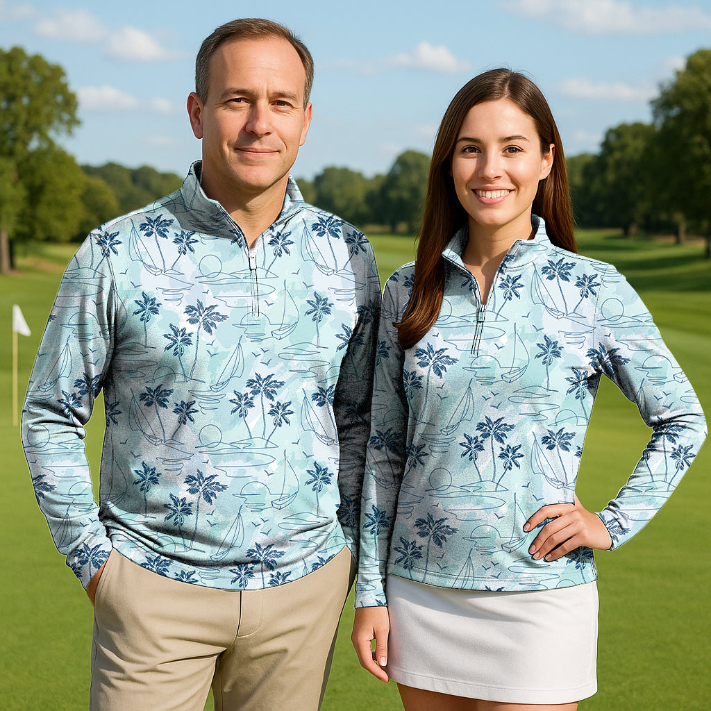 Sail Away Couple Golf Active 3/4 Zipper Top Long Sleeves