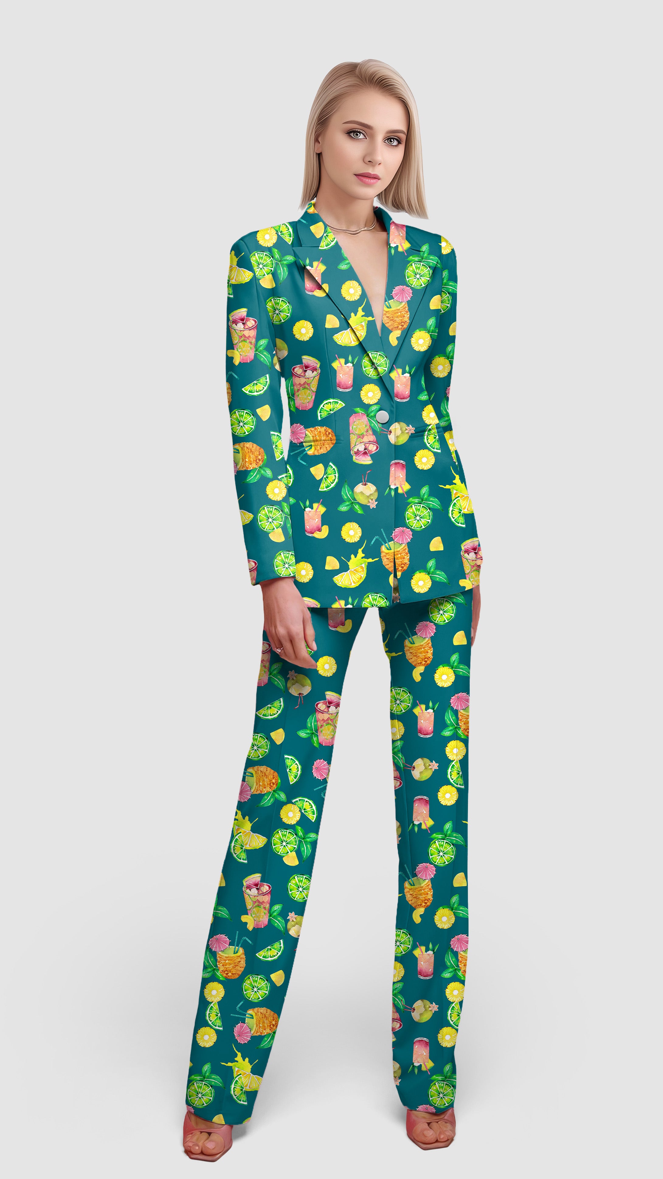 Tropical Paradise-Women's Blazer Casual Work Office Blazer Suit set
